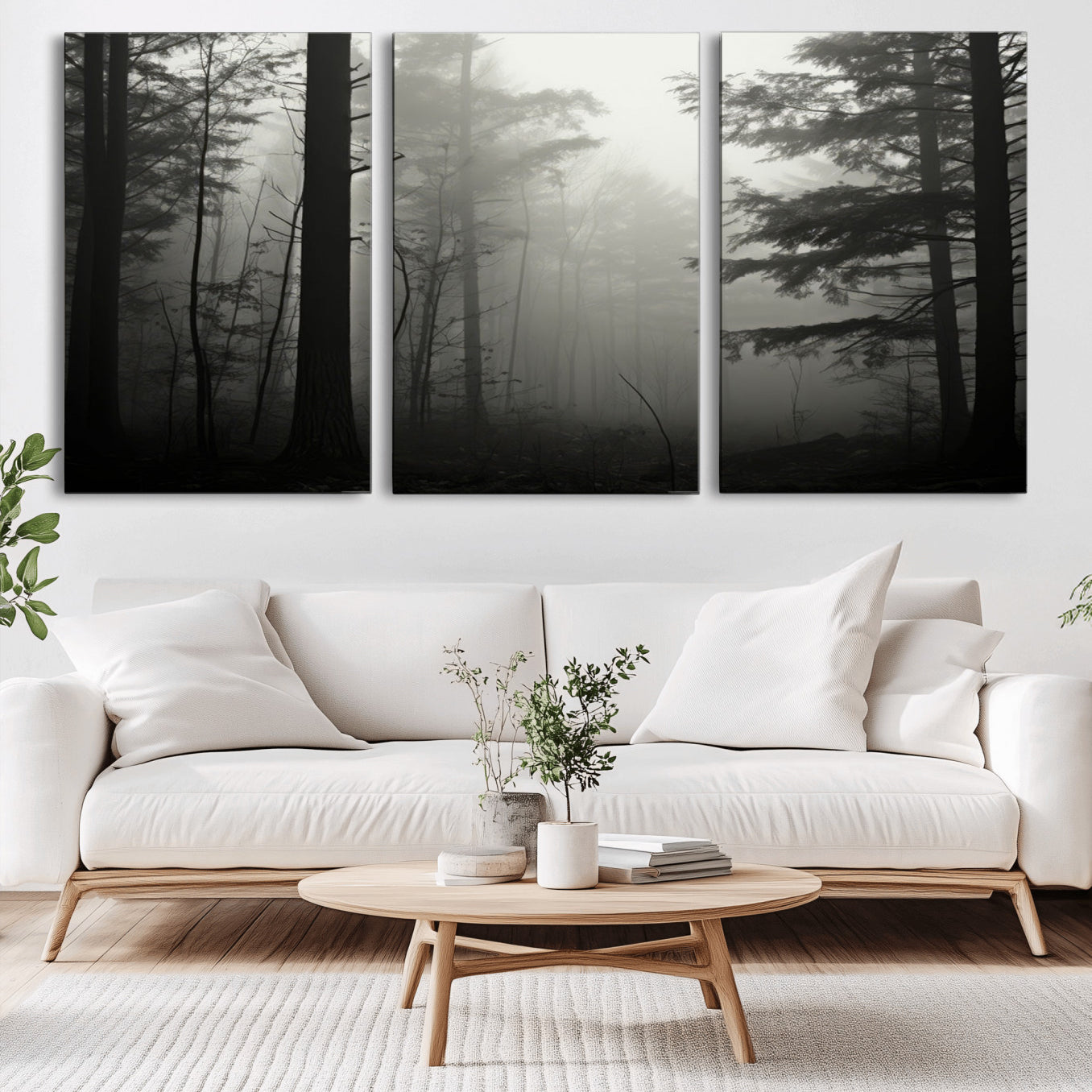 -Misty Forest Wall Art Premium Canvas Print a Foggy and Serene Atmosphere - Nature Wall Art