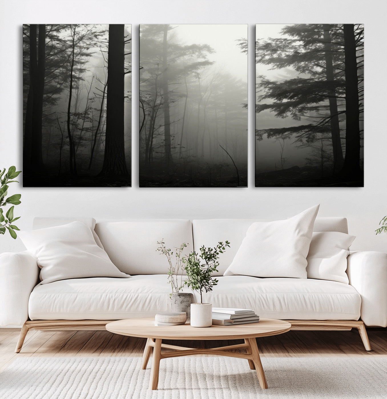 -Misty Forest Wall Art Premium Canvas Print a Foggy and Serene Atmosphere - Nature Wall Art