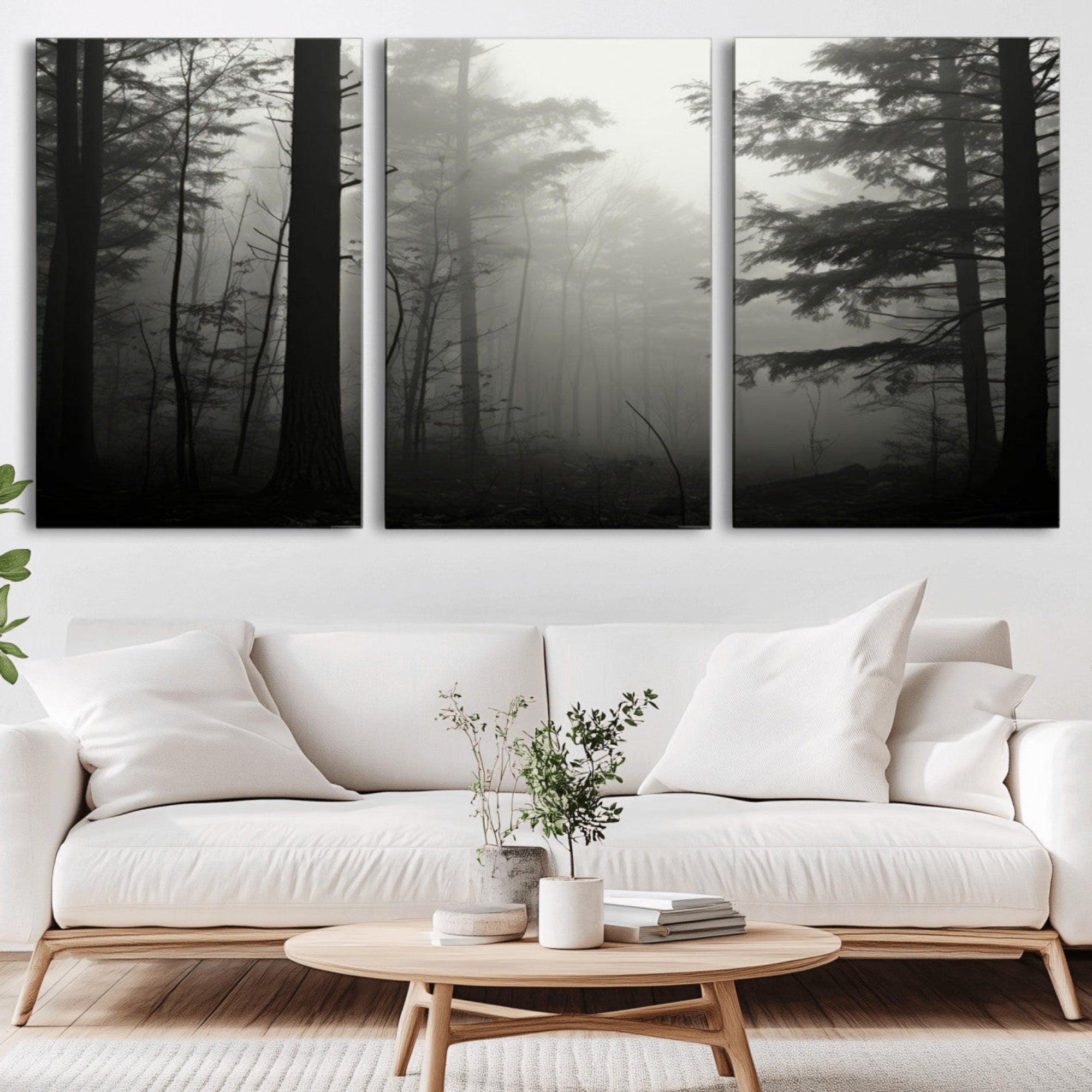 63515-MGV-CV-36X24-Misty Forest Wall Art Premium Canvas Print a Foggy and Serene Atmosphere - Nature Wall Art