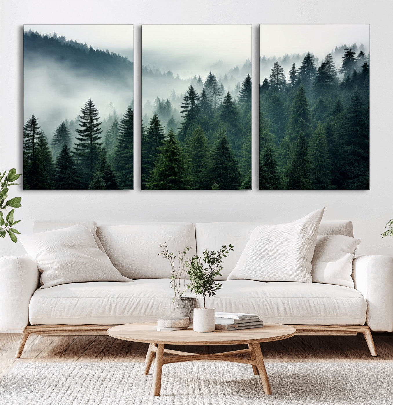 -Captivating Misty Forest Wall Art Premium Canvas Print, Foggy and Serene Atmosphere Canvas Print