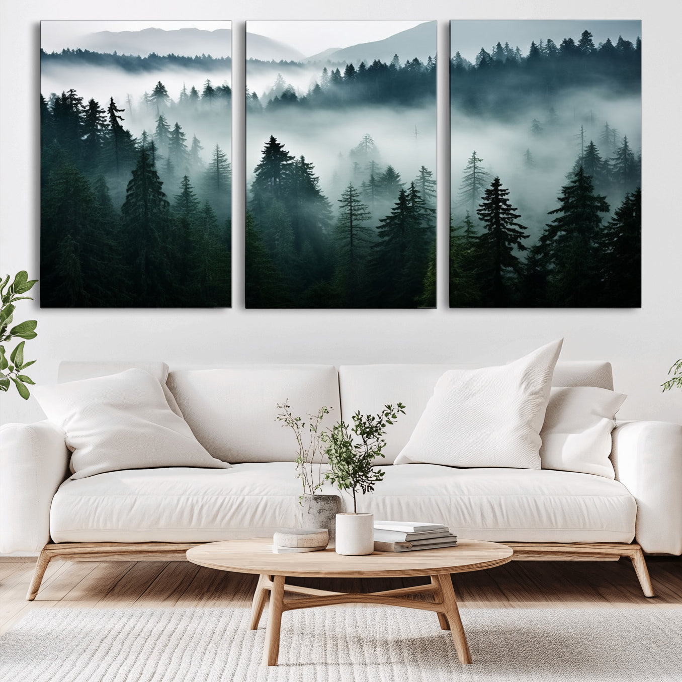 -Captivating Misty Forest Wall Art Canvas, Premium Canvas Print a Foggy and Serene Atmosphere