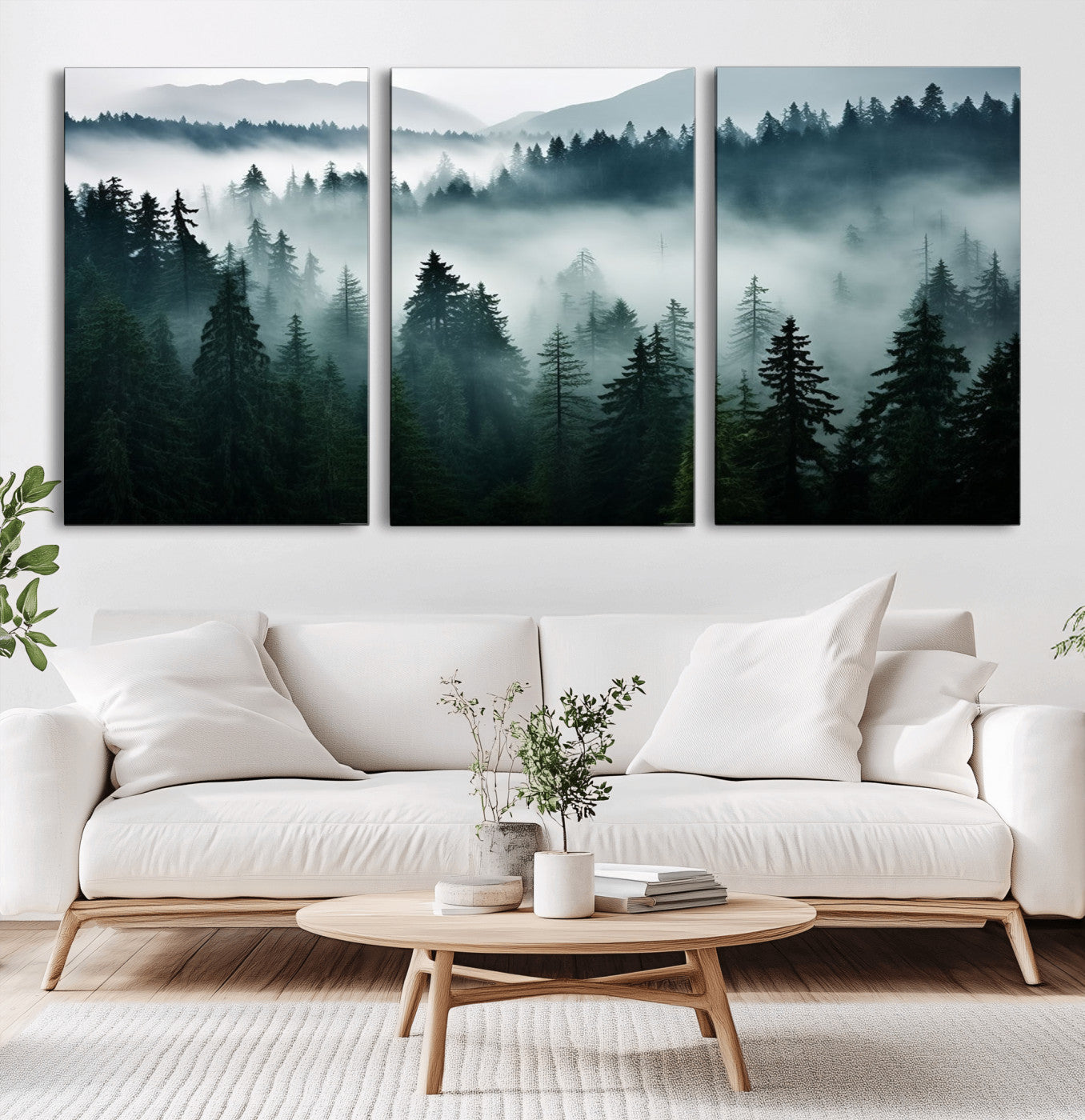 -Captivating Misty Forest Wall Art Canvas, Premium Canvas Print a Foggy and Serene Atmosphere