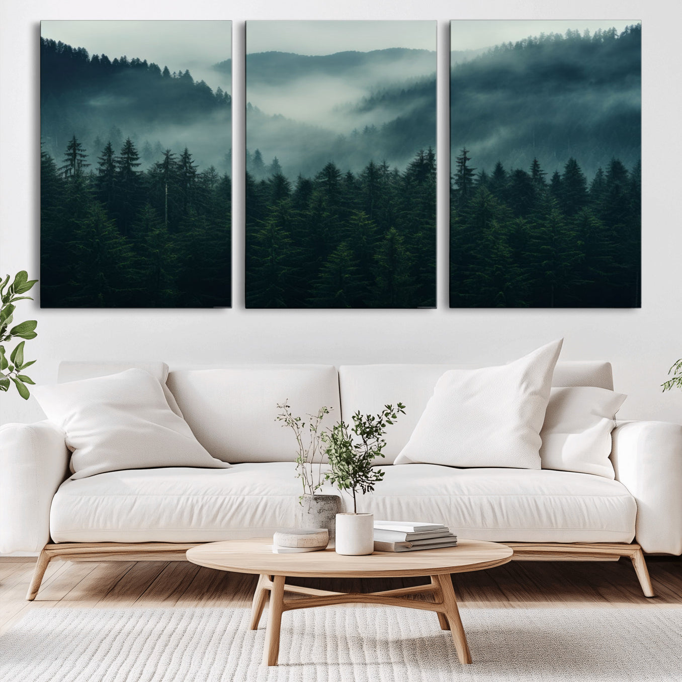 -Captivating Misty Forest Wall Art Premium Canvas Print, Foggy and Serene Atmosphere Wall Art Canvas
