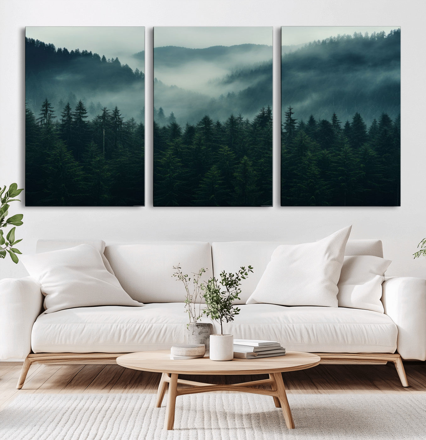 -Captivating Misty Forest Wall Art Premium Canvas Print, Foggy and Serene Atmosphere Wall Art Canvas