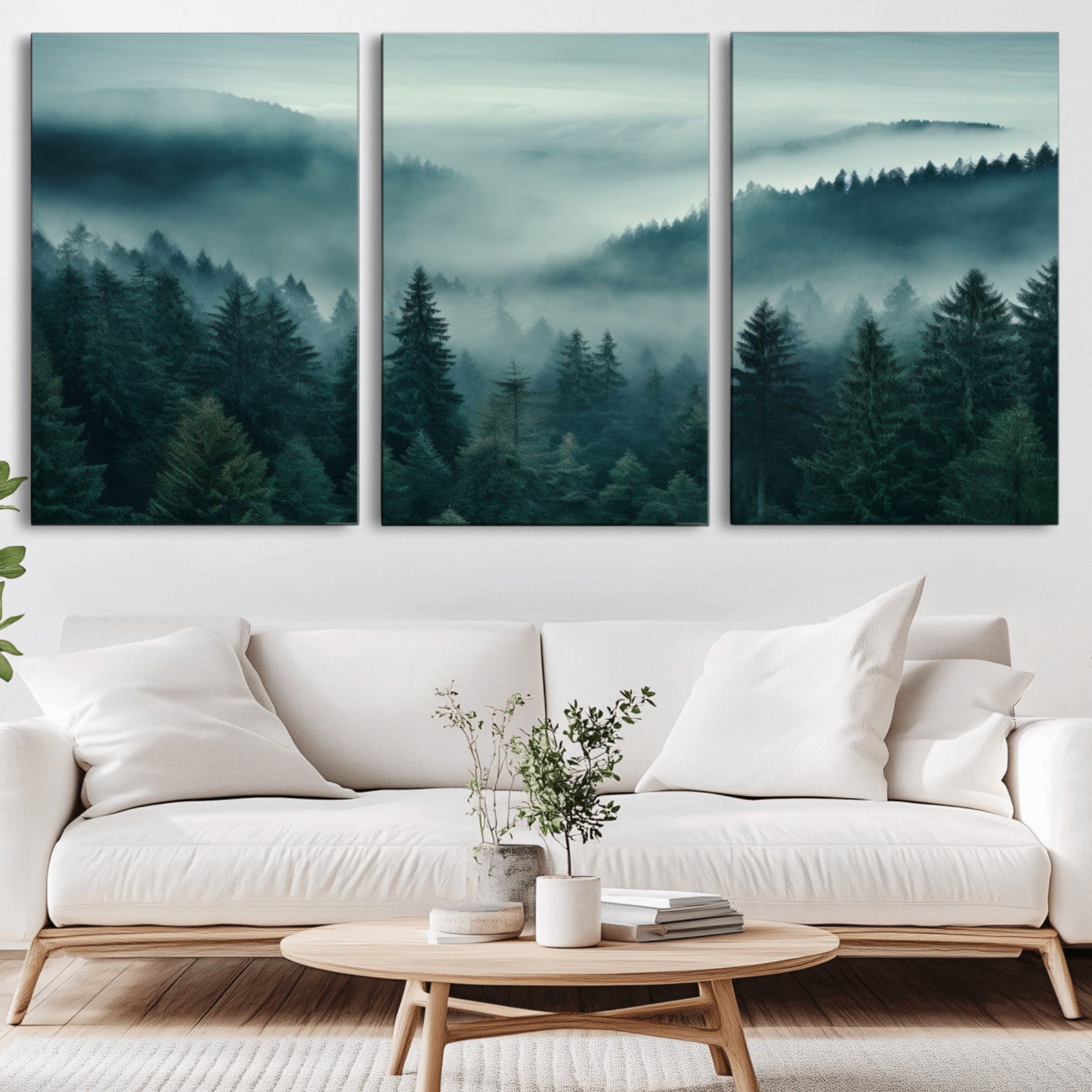 72040-MGV-CV-36X24-Captivating Misty Foggy Forest Wall Art Premium Canvas Print