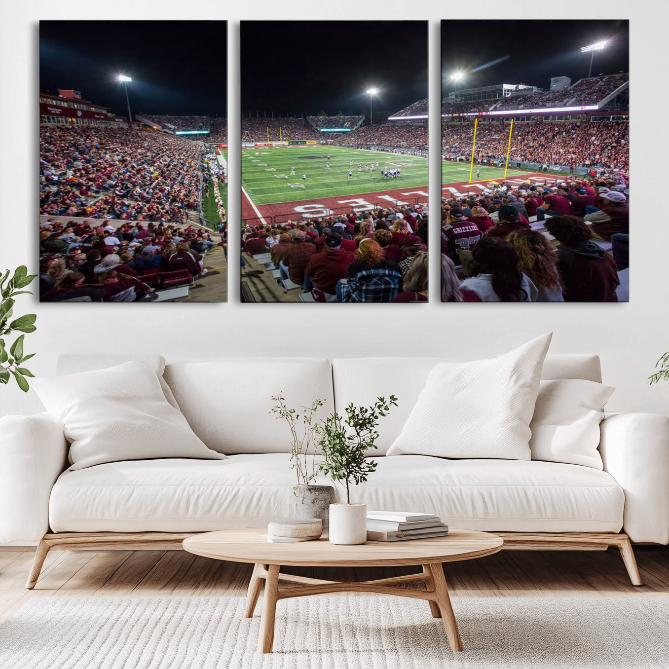 -American Football Wall Art Canvas Print Framed Stadium Sport Wall Art Print Iconic Game Day Decor for Home, Office