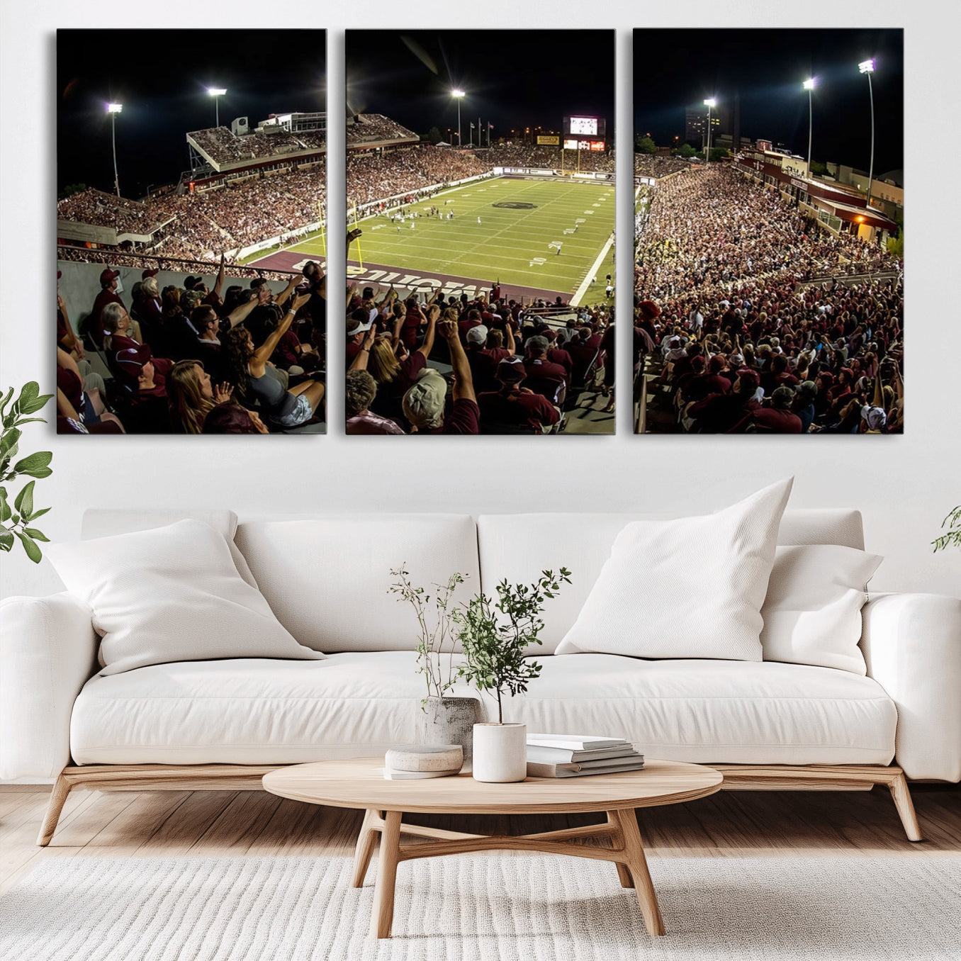 -Washington-Grizzly Stadium Canvas Wall Art – Exciting Game Night Atmosphere Captured in Panoramic