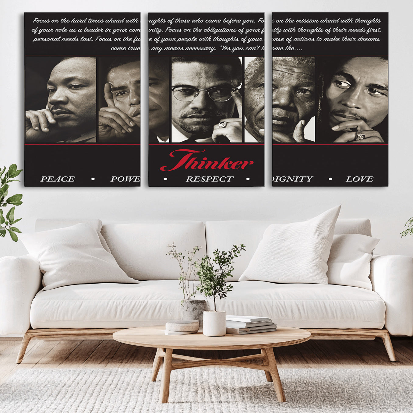 -Thinkers of Wall Art Canvas Print - Inspirational Wall Art Featuring Icons of Peace, Power, and