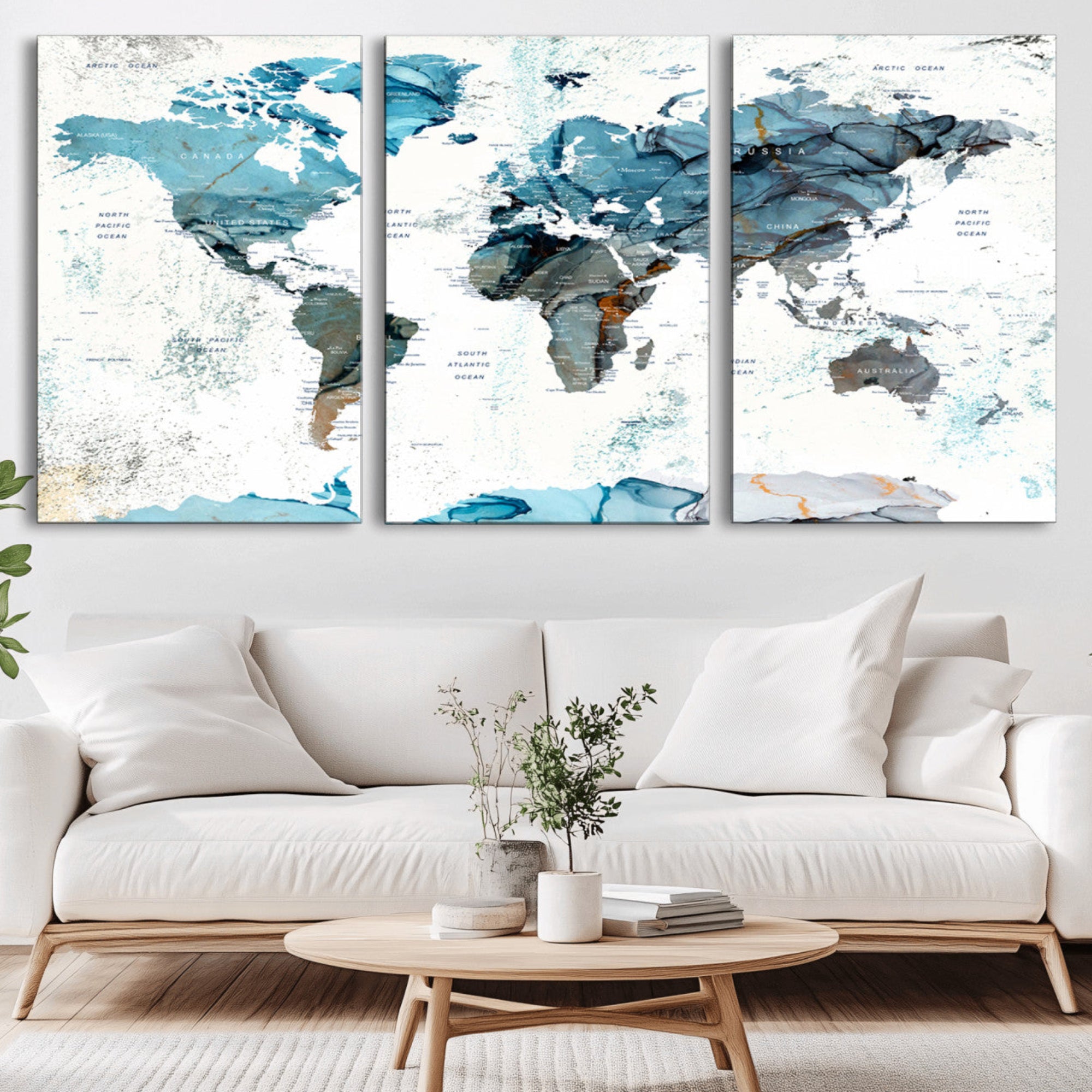 24415-MGV-CV-36X24-Push Pin World Map Canvas Print – Travel Tracker Wall Art for Couples, Perfect Anniversary Gift for Home or Office Decor