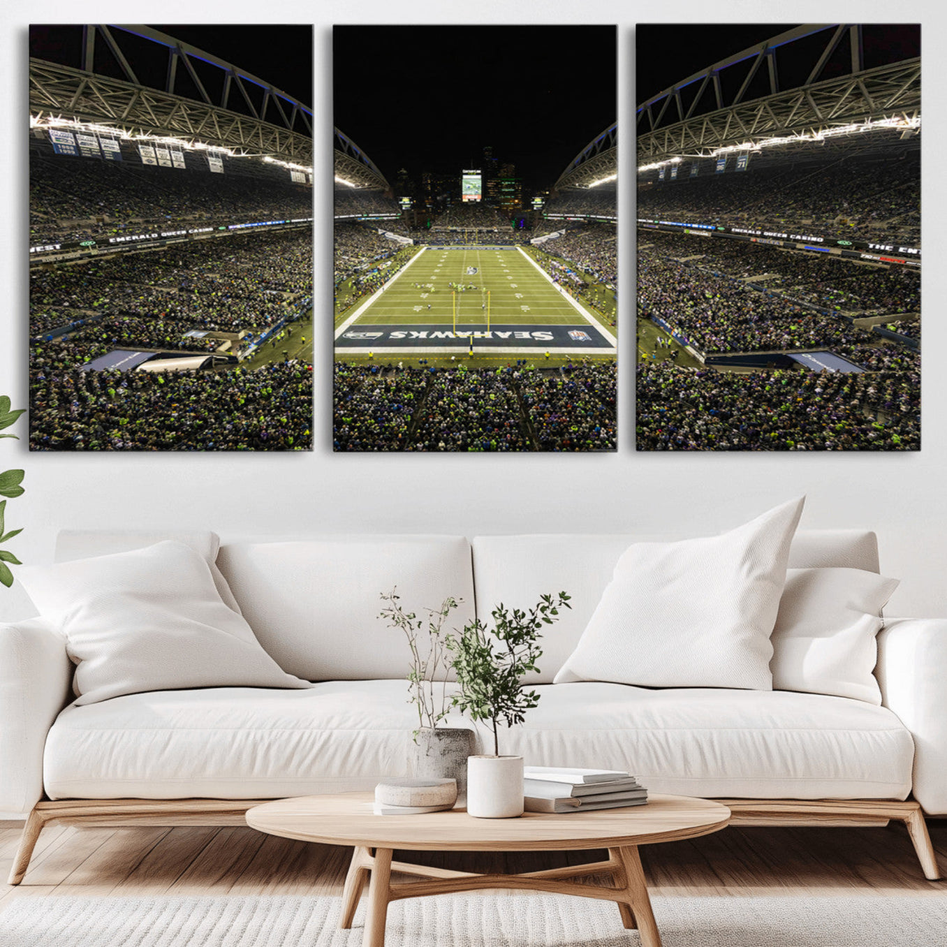 81900-MGV-CV-36X24-Seattle Seahawks Football Team Print Wall Art - Seattle Century Link Field Stadium Wall Art Canvas