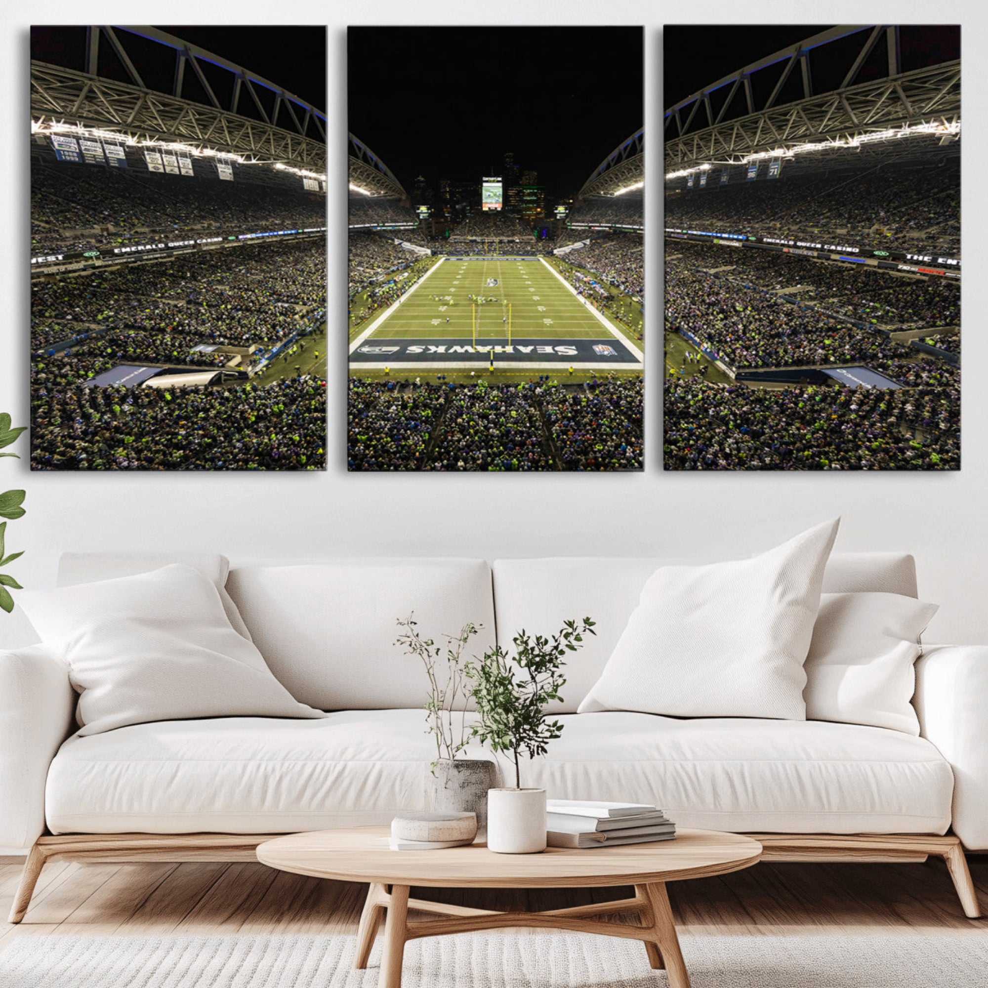 81900-MGV-CV-36X24-Seattle Seahawks Football Team Print Wall Art - Seattle Century Link Field Stadium Wall Art Canvas