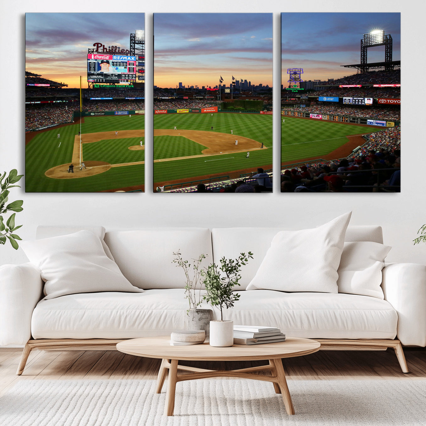 -Citizens Bank Park Philadelphia Phillies Wall Art Canvas | 3-Panel Canvas Print of Phillies Stadium