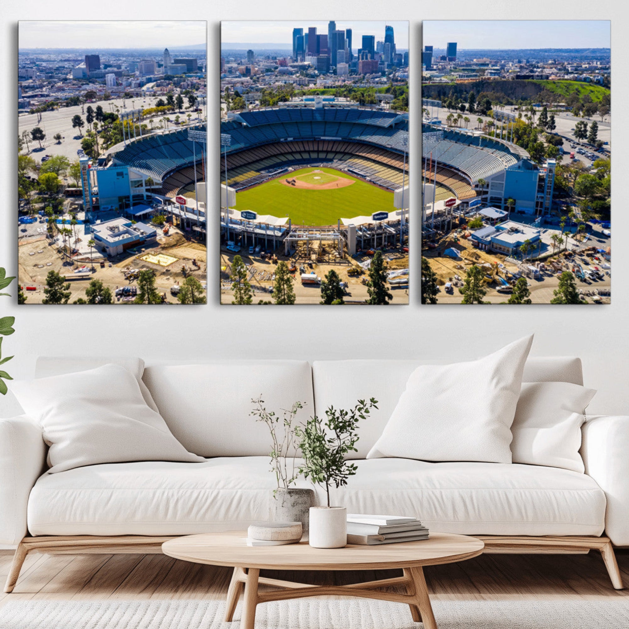 58596-MGV-CV-36X24-Los Angeles Dodgers Dodger Stadium Wall Art Canvas Print - MLB Baseball Stadium, Framed Los Angeles