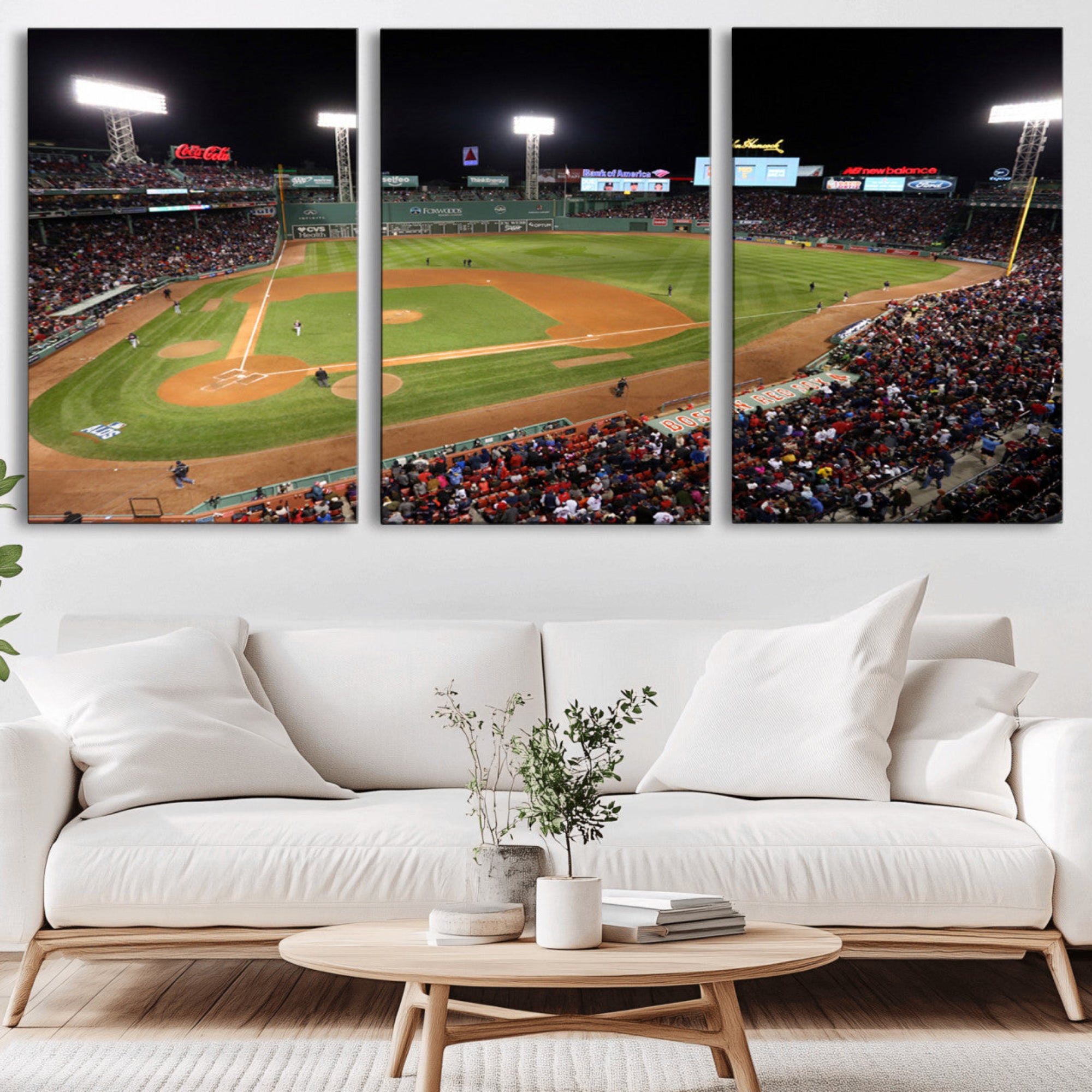 86945-MGV-CV-36X24-Boston Red Sox Baseball Team Print - Massachusetts Fenway Park Stadium Wall Art Canvas Print