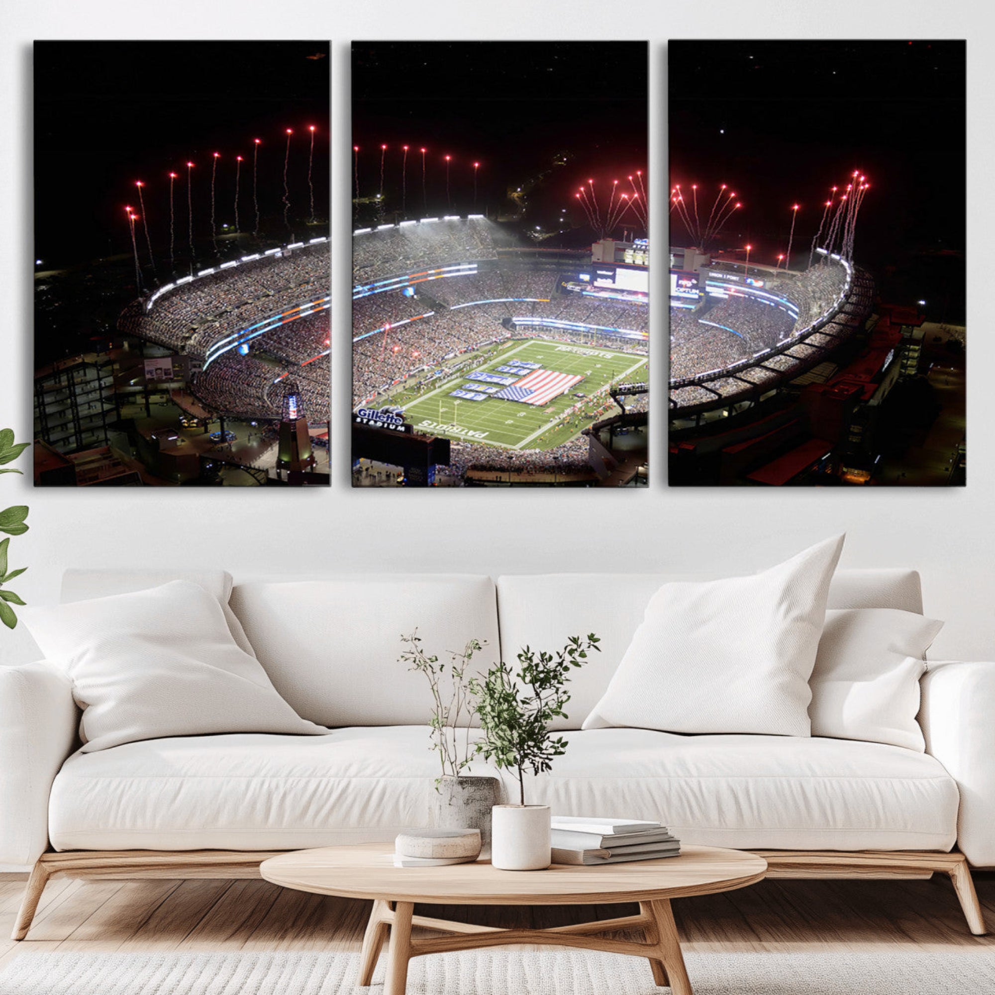 89988-MGV-CV-36X24-New England Patriots Team Print Wall Art- Foxborough Gillette Stadium Wall Art Canvas Print