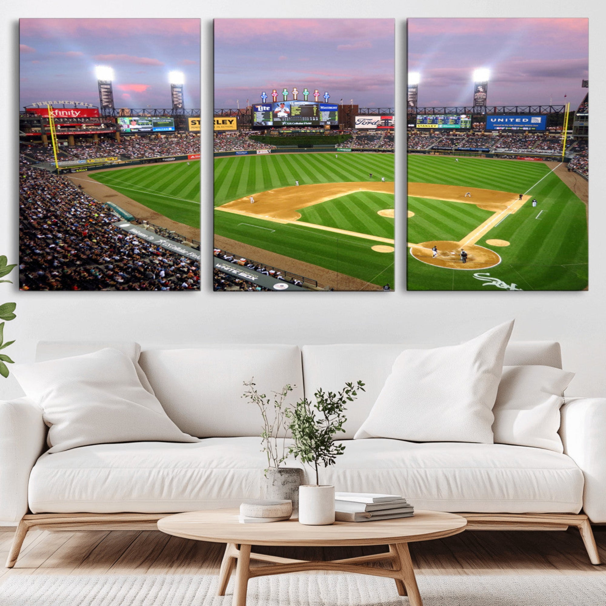 38470-MGV-CV-36X24-Chicago White Sox Baseball Team Print Canvas- Guaranteed Rate Field Stadium Wall Art Canvas Print