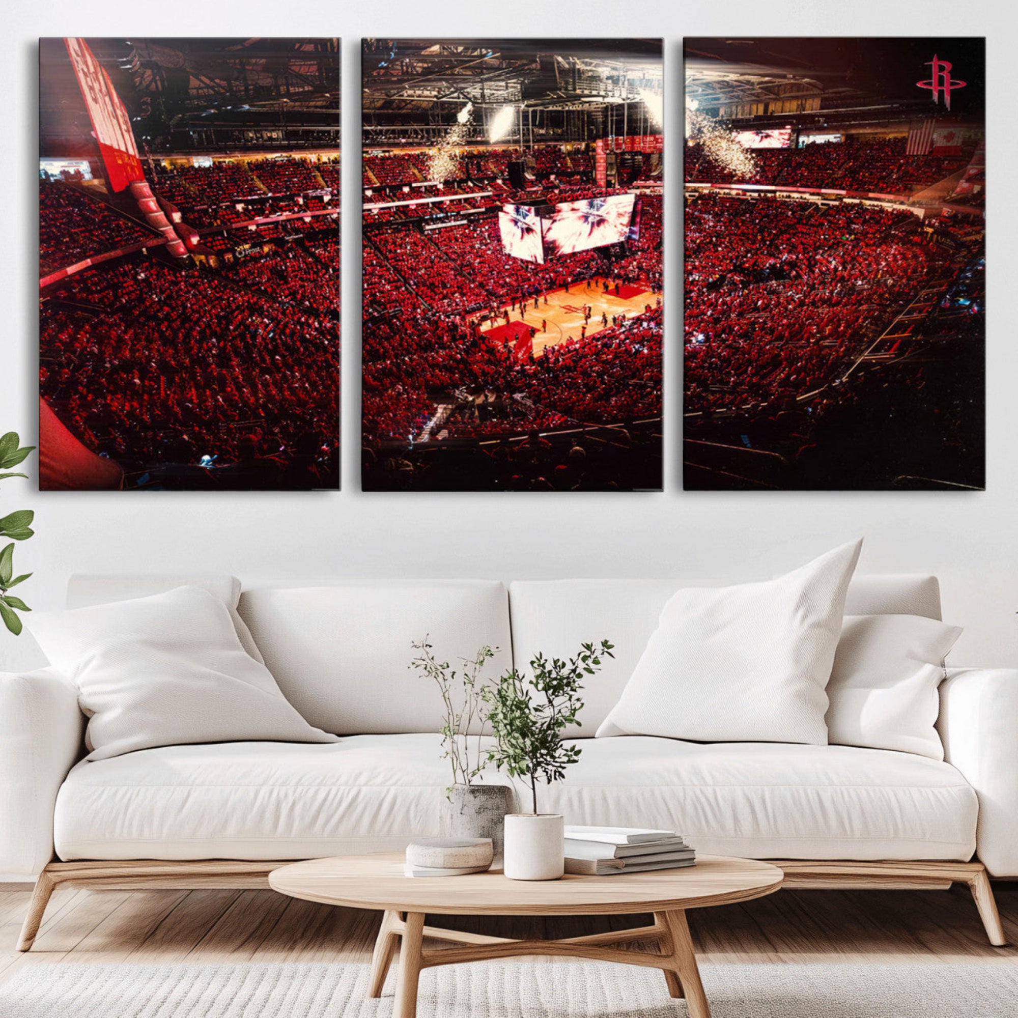 91527-MGV-CV-36X24-Houston Rockets Basketball Team Print Canvas- Houston Toyota Center Stadium Wall Art Canvas Print