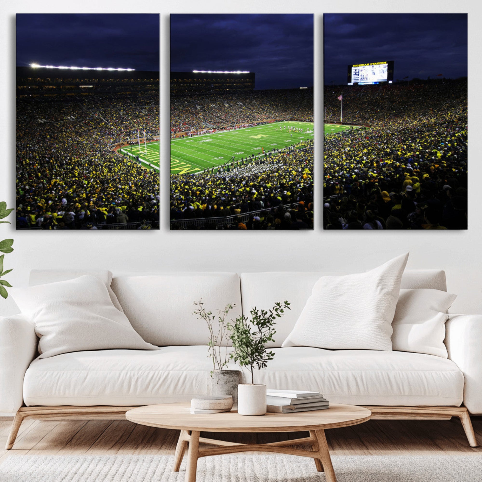 15448-MGV-CV-36X24-Michigan Wolverines Football Canvas Wall Decor, Football Team Print - Ann Arbor Michigan Stadium