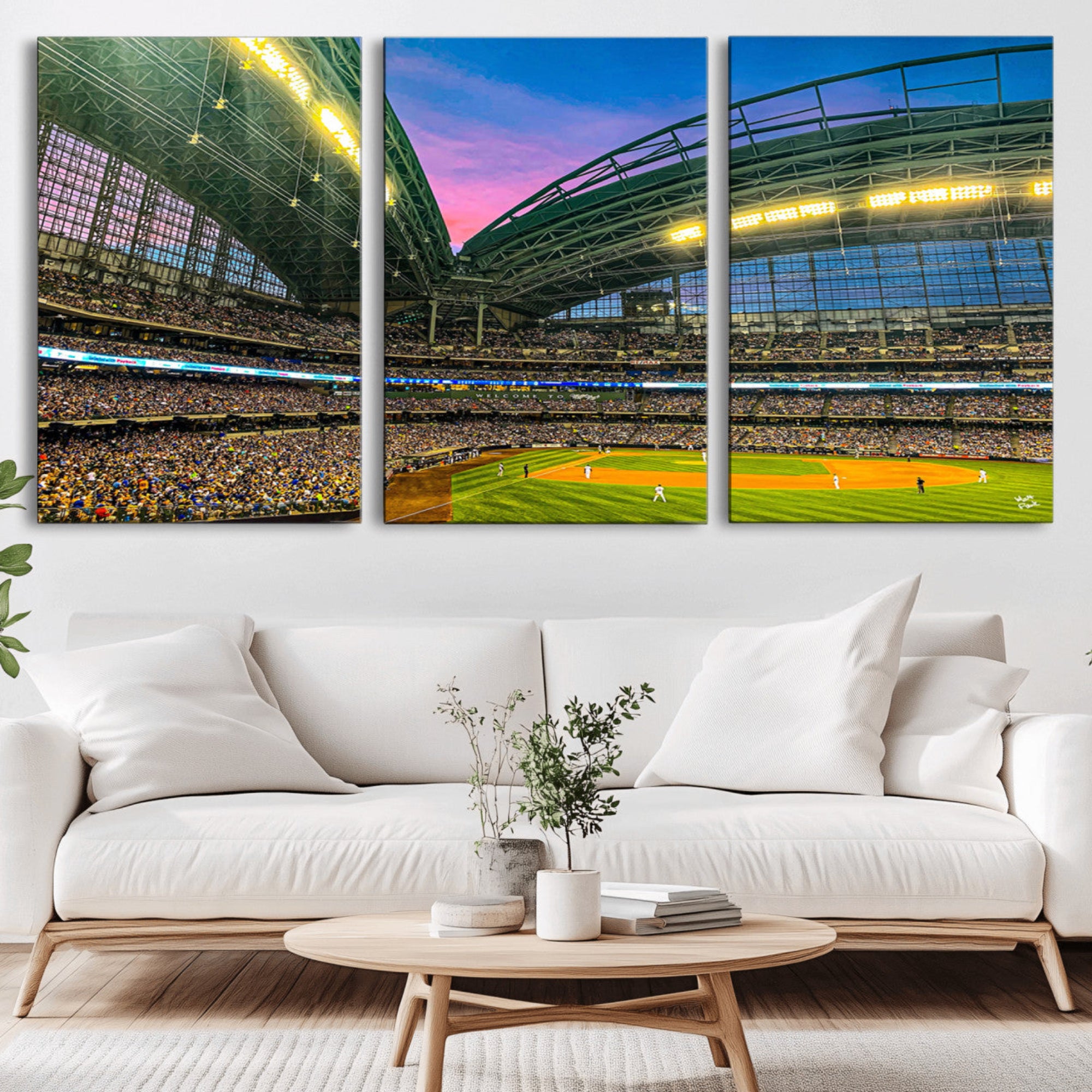 17006-MGV-CV-36X24-Milwaukee Brewers Baseball Team Print Canvas- American Family Field Stadium Wall Art Canvas Print