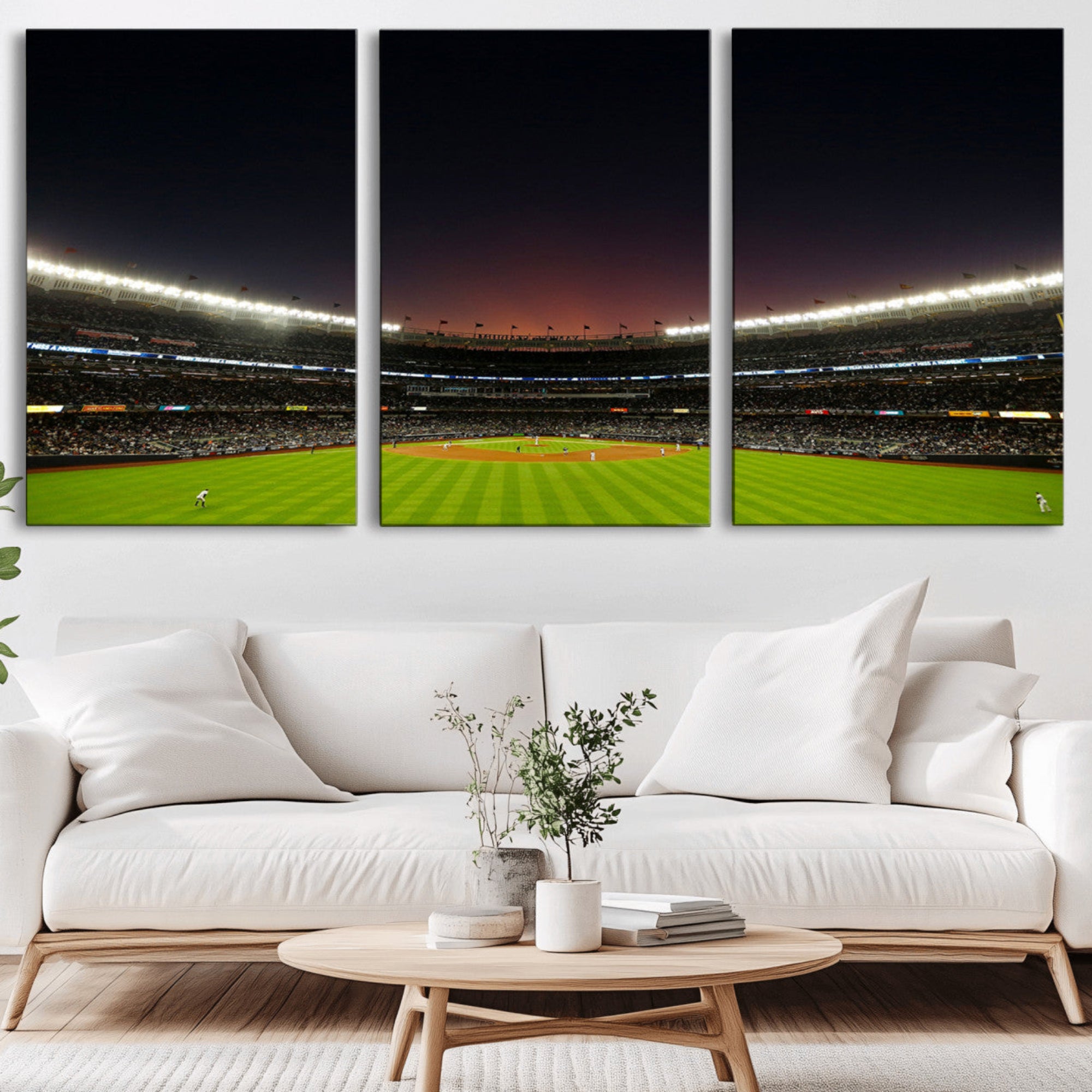59138-MGV-CV-36X24-Yankee Stadium Night Game Triple Canvas, Yankee Stadium Canvas Wall Art - New York Yankees MLB Match