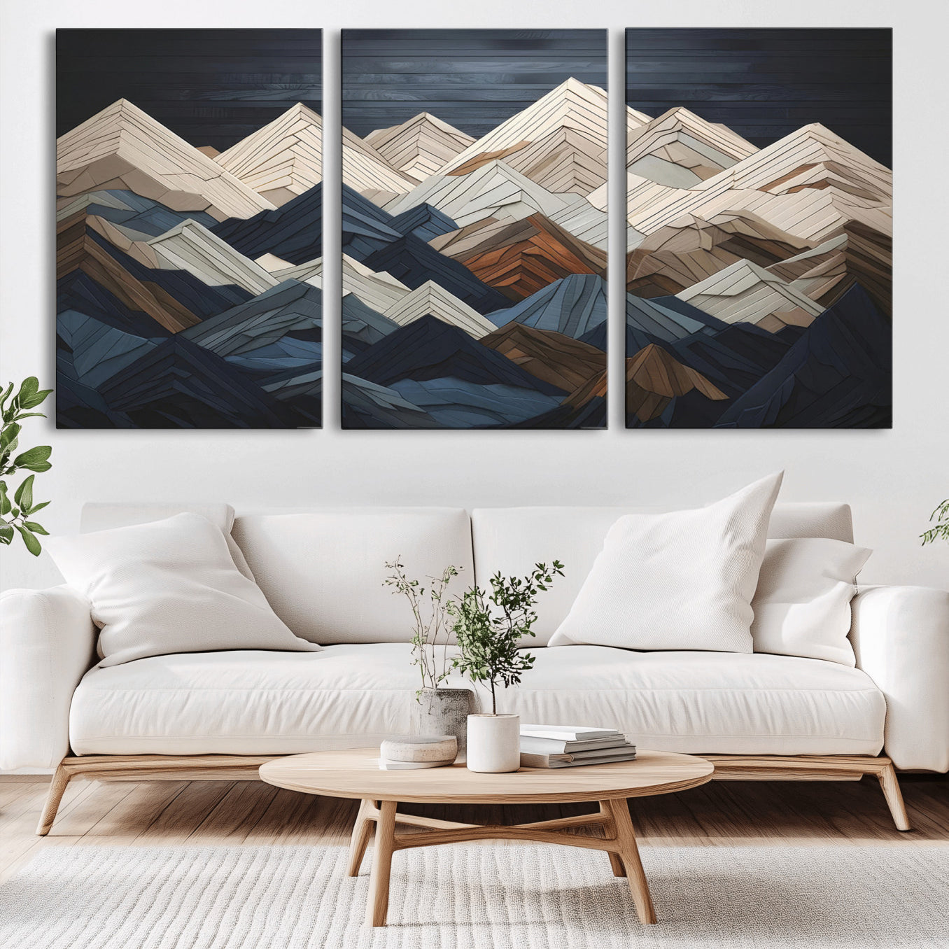 12896-MGV-CV-36X24-Mountain Wall Art – Modern Geometric Landscape Canvas Print, Abstract Nature Inspired Decor for Home or Office