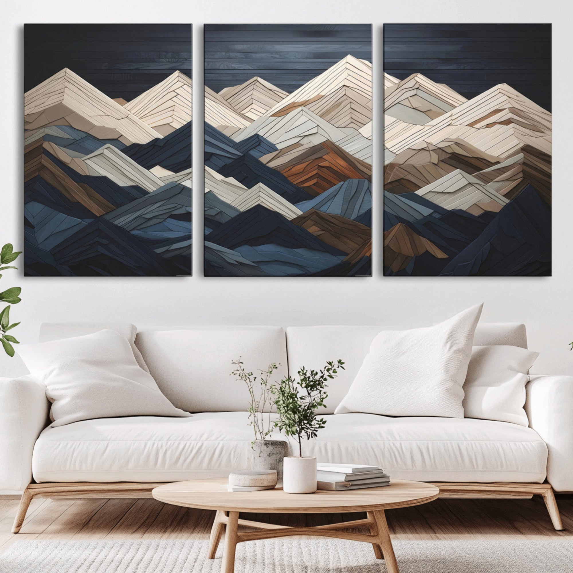 12896-MGV-CV-36X24-Wood Mountain Wall Art | Mountain Canvas Print Wood Decor | Ready to Hang for Cabin Decor
