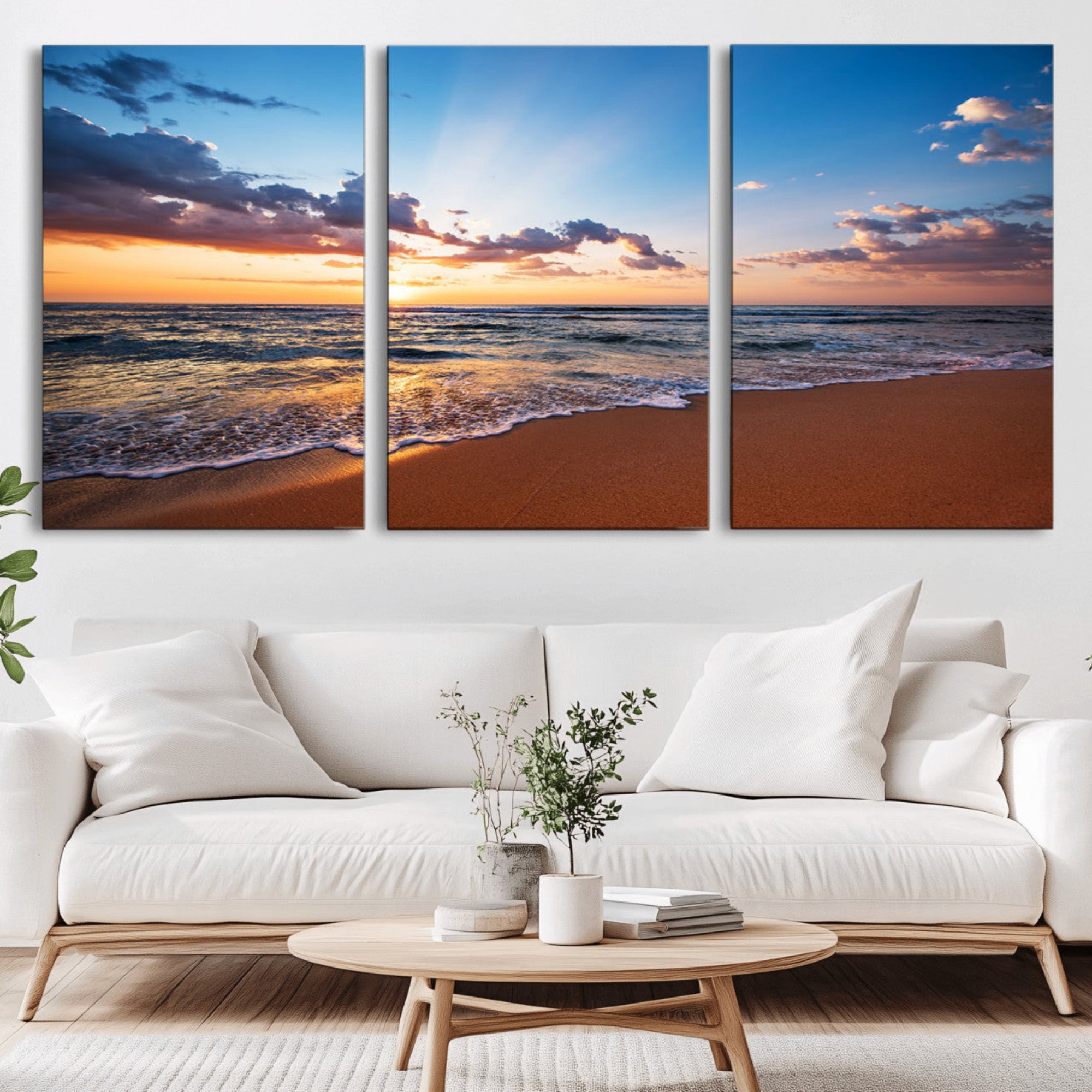 68915-MGV-CV-36X24-Golden Hour Beach Sunset Wall Art | Canvas Print | Ready to Hang | Coastal Wall Art for Living Room