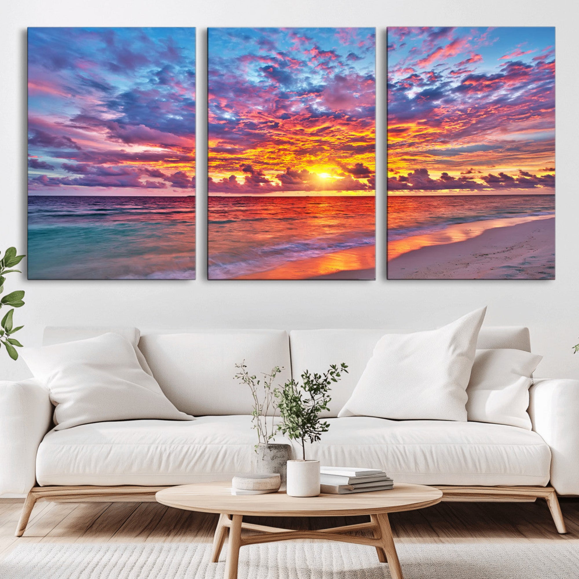 12616-MGV-CV-36X24-Vibrant Sunset Beach Wall Art - Ocean Sunset Canvas Print | Coastal Wall Art Decor Stunning Sunset
