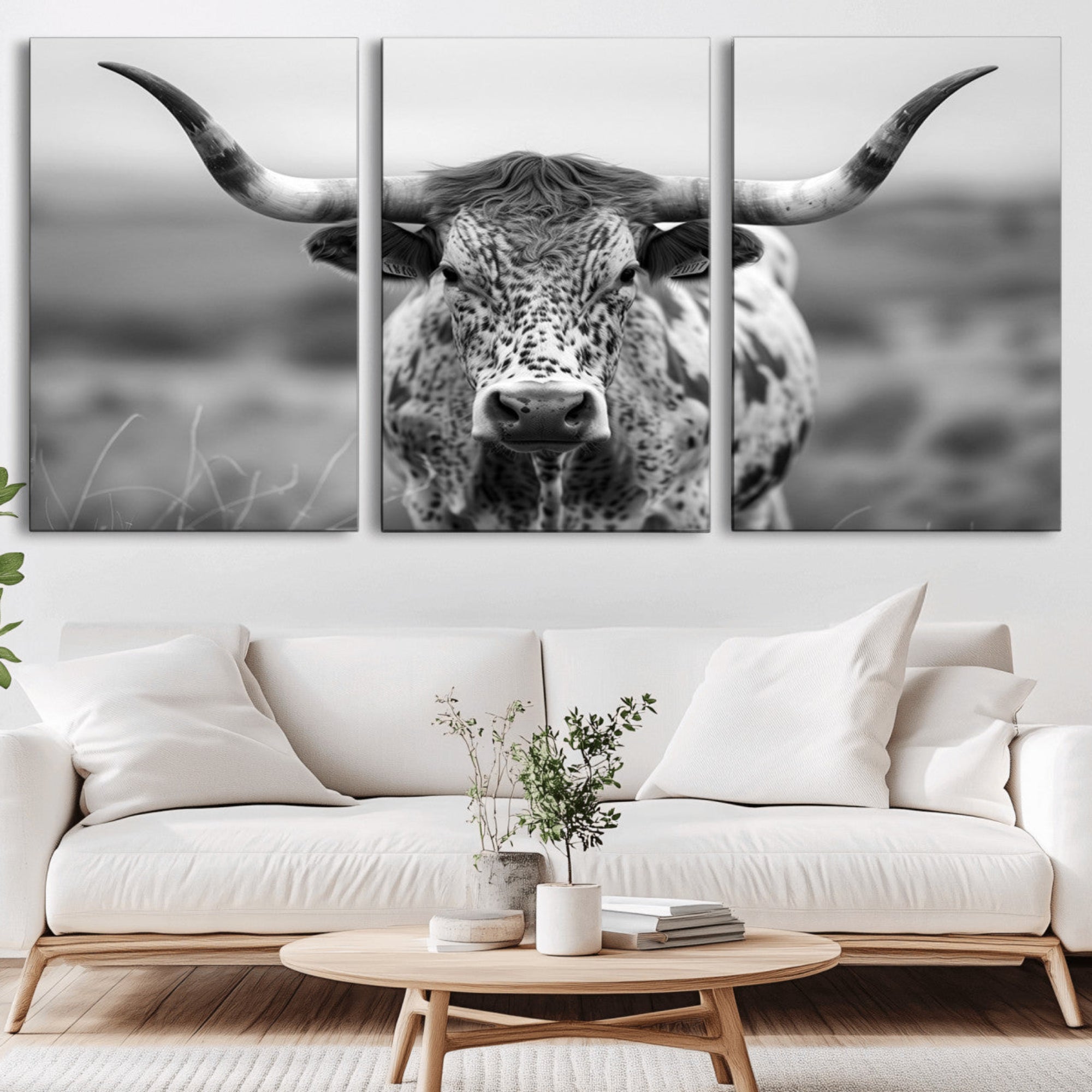 77331-MGV-CV-36X24-Texas Cow Longhorn Wall Art Canvas Print for Farm House Wall Decor, Farmhouse Wall Art Print
