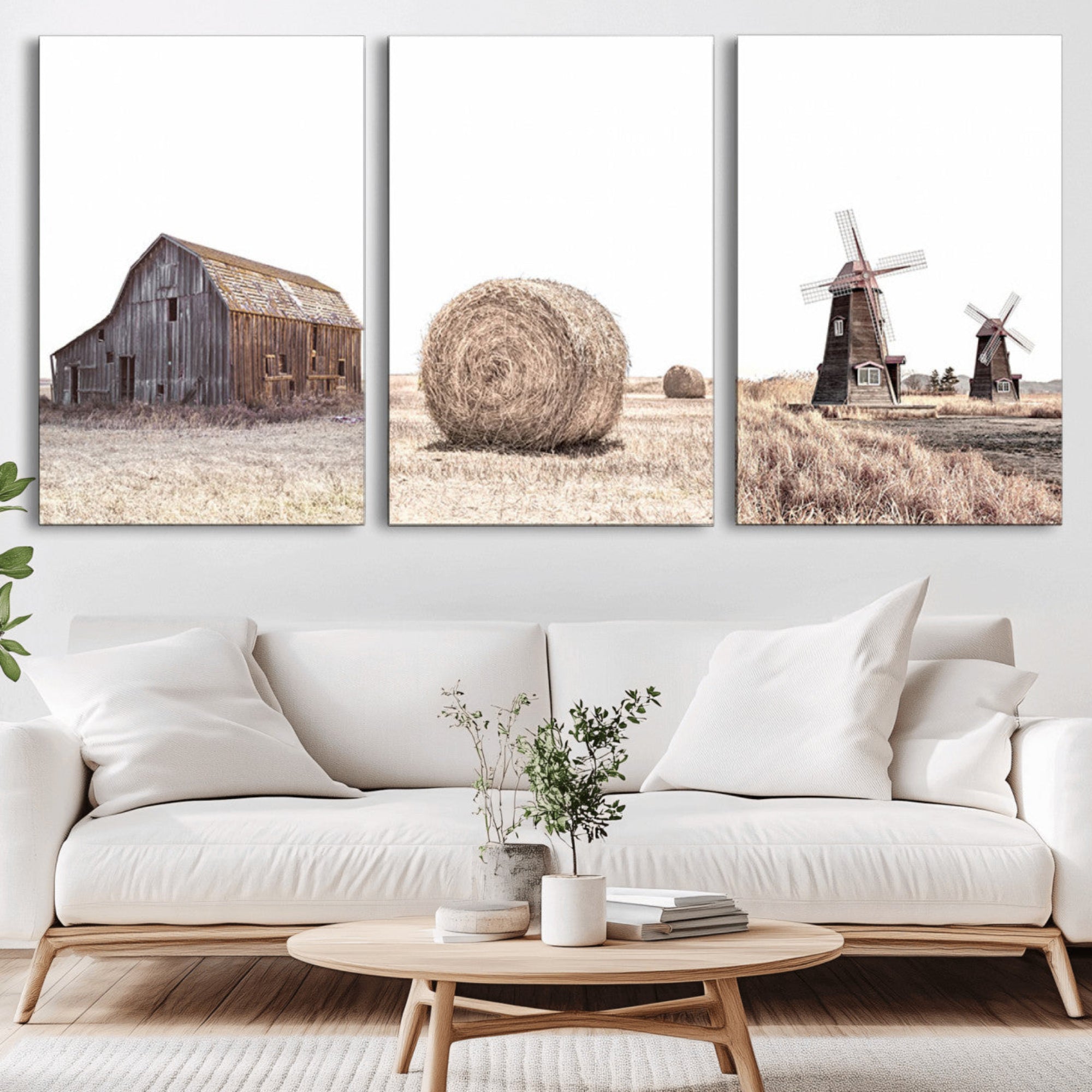94971-MGV-CV-36X24-Farm Prints Set, Set of 3 Farmhouse Wall Art, Country House Decor