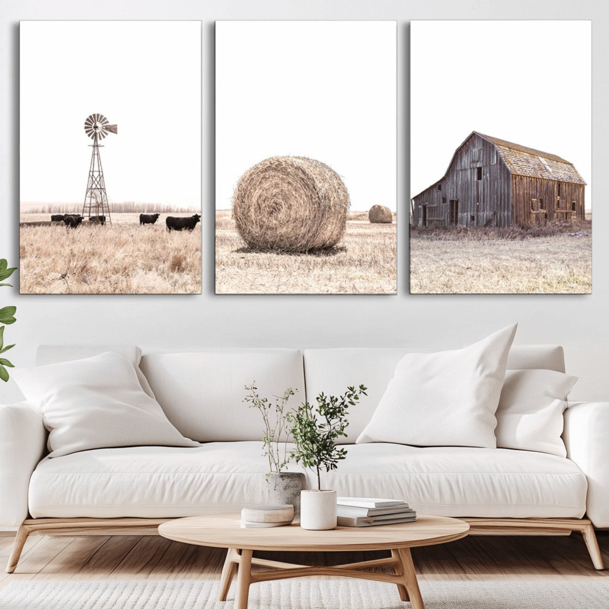 30918-MGV-CV-36X24-Farm Prints Set, Set of 6 Farmhouse Wall Art, Country House Decor, Barn Print, Wheat Print,