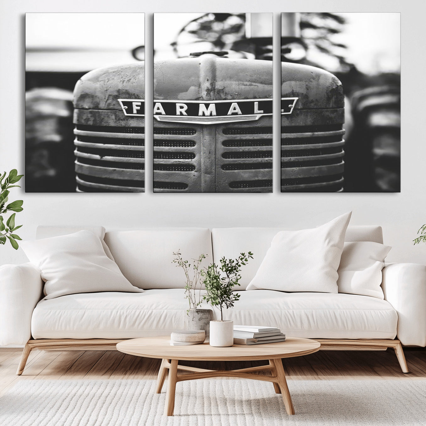 -Vintage Farmall Tractor Wall Art Canvas Print, Rustic Farmhouse Decor Ready to Hang