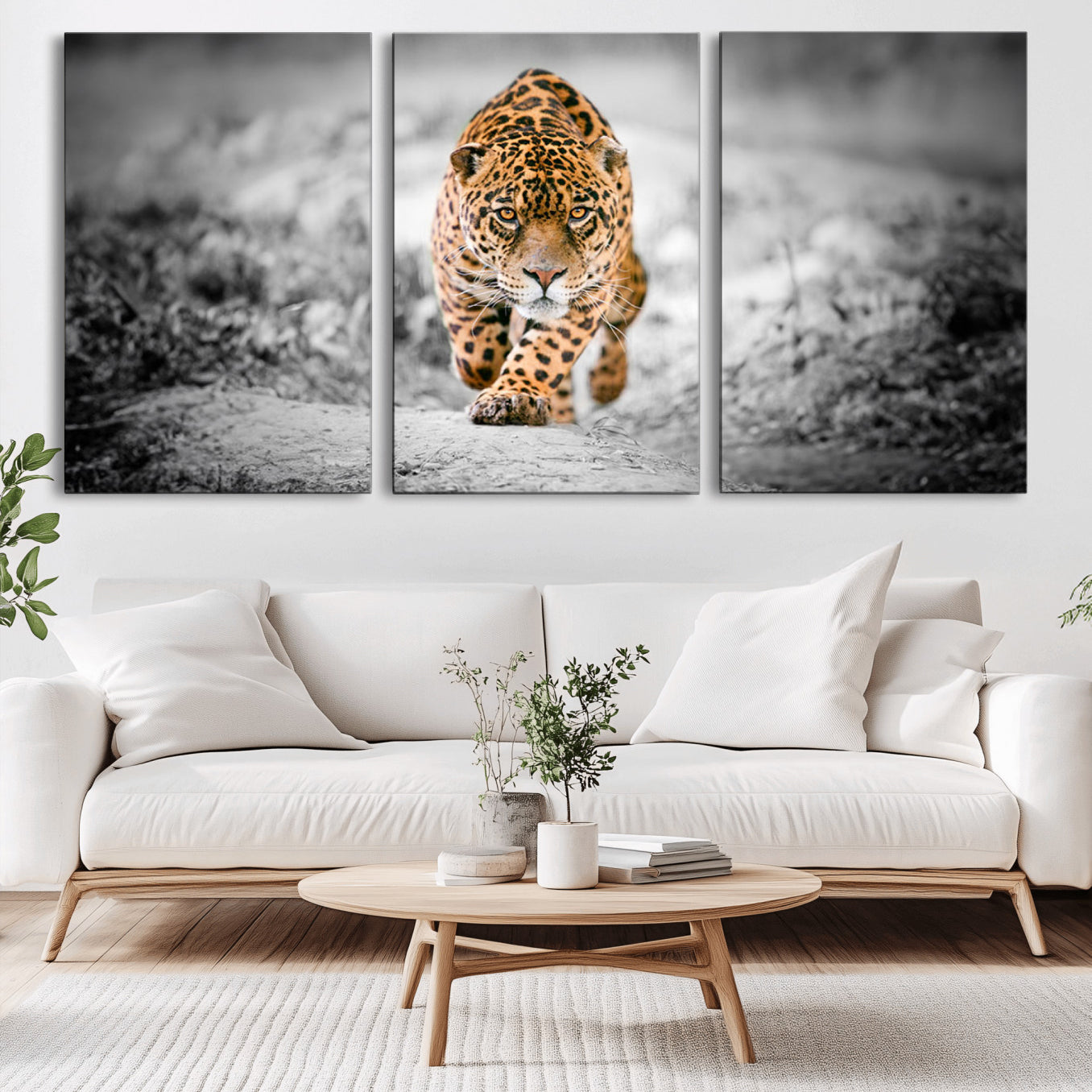 -Jaguar Wall Art Canvas Print - Majestic Big Cat in Focused Pursuit - Ready to Hang