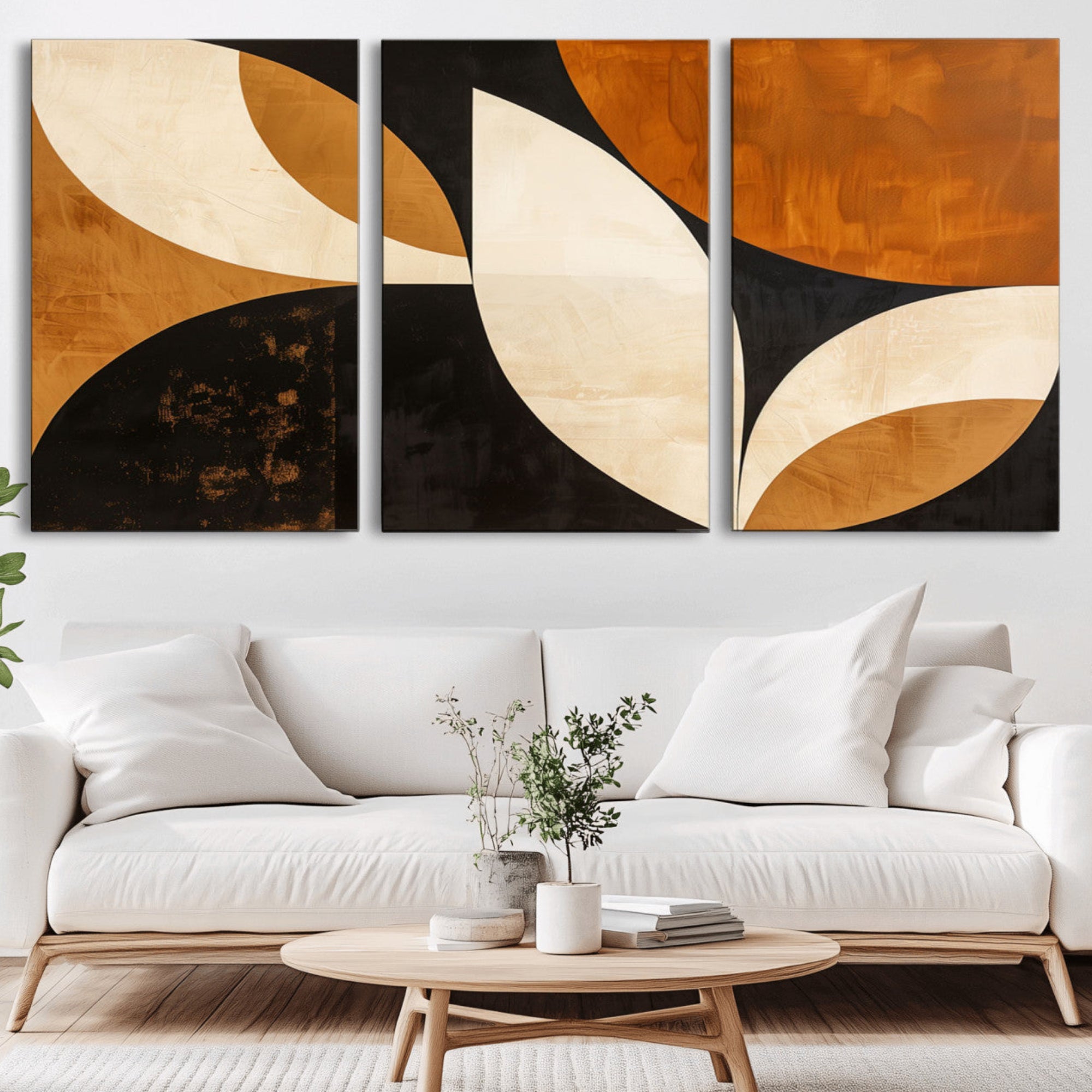 21251-MGV-CV-36X24-Geometric Abstract Wall Art Canvas Print, Mid Century Modern Wall Art Print