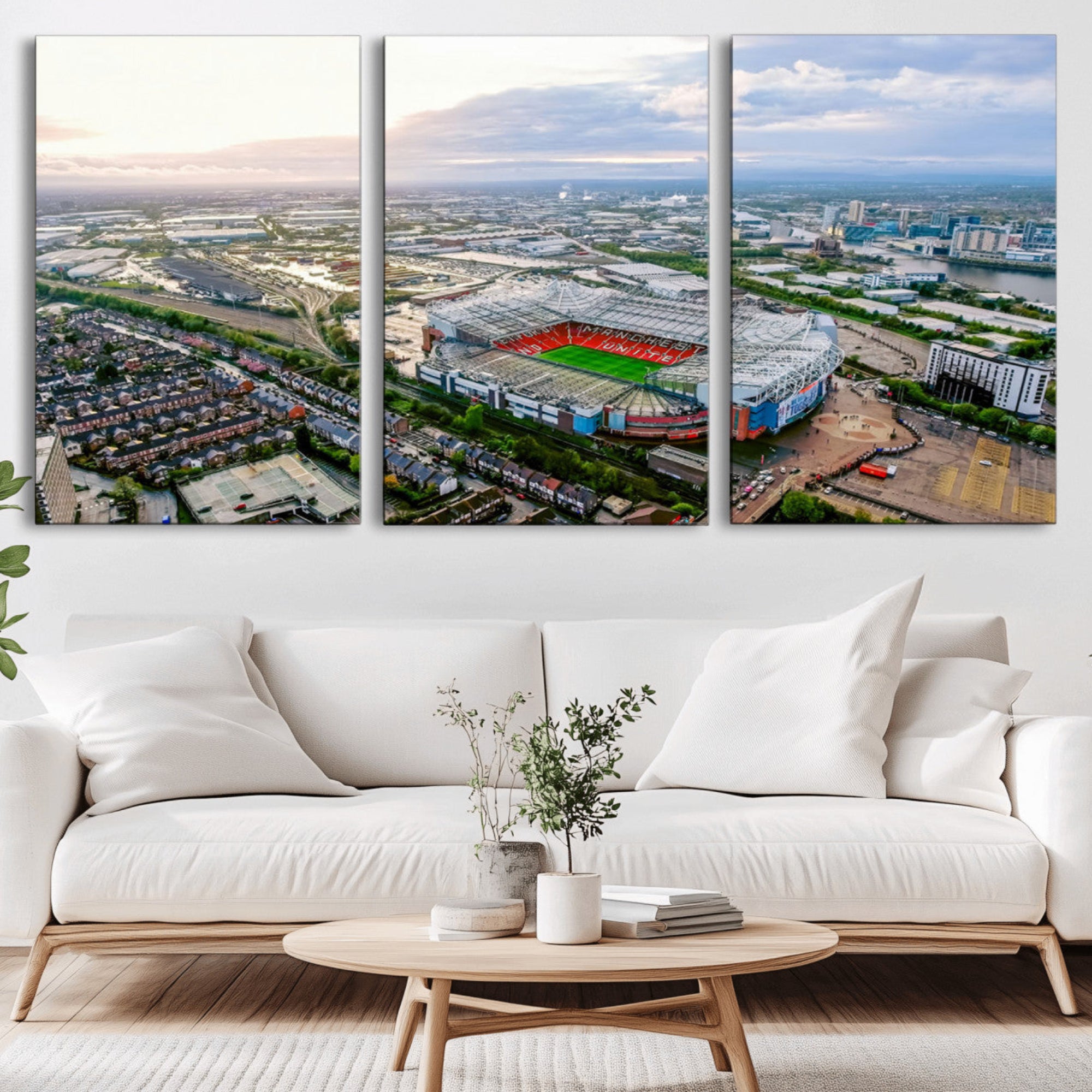 85657-MGV-CV-36X24-Old Trafford Manchester United Stadium Wall Art Canvas Print - Aerial View Stadium, Old Trafford