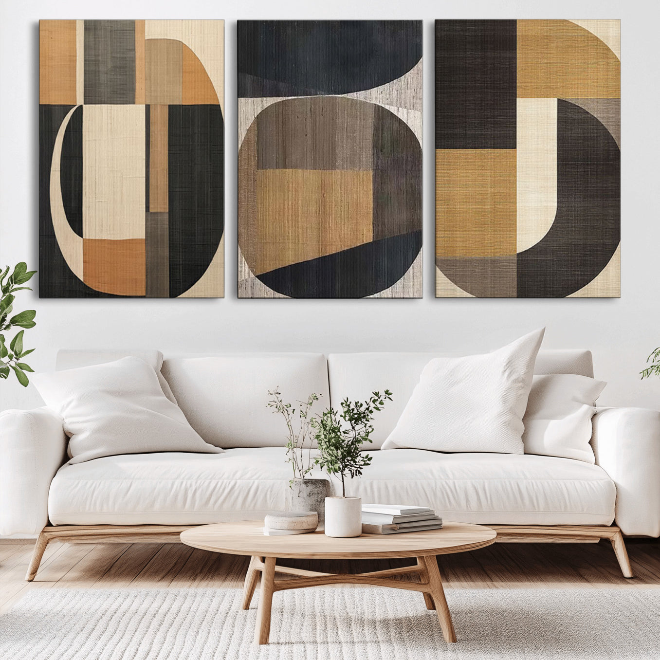 84035-MGV-CV-36X24-Modern Brown Wabi Sabi Wall Art Canvas Print Set – Framed Minimalist Abstract Artwork for Home, Office Decor