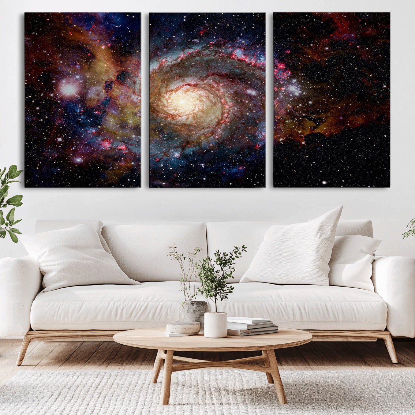 -Nebula and Galaxies in Space Wall Art Canvas Print, Spiral Galaxy Wall Art Canvas Print