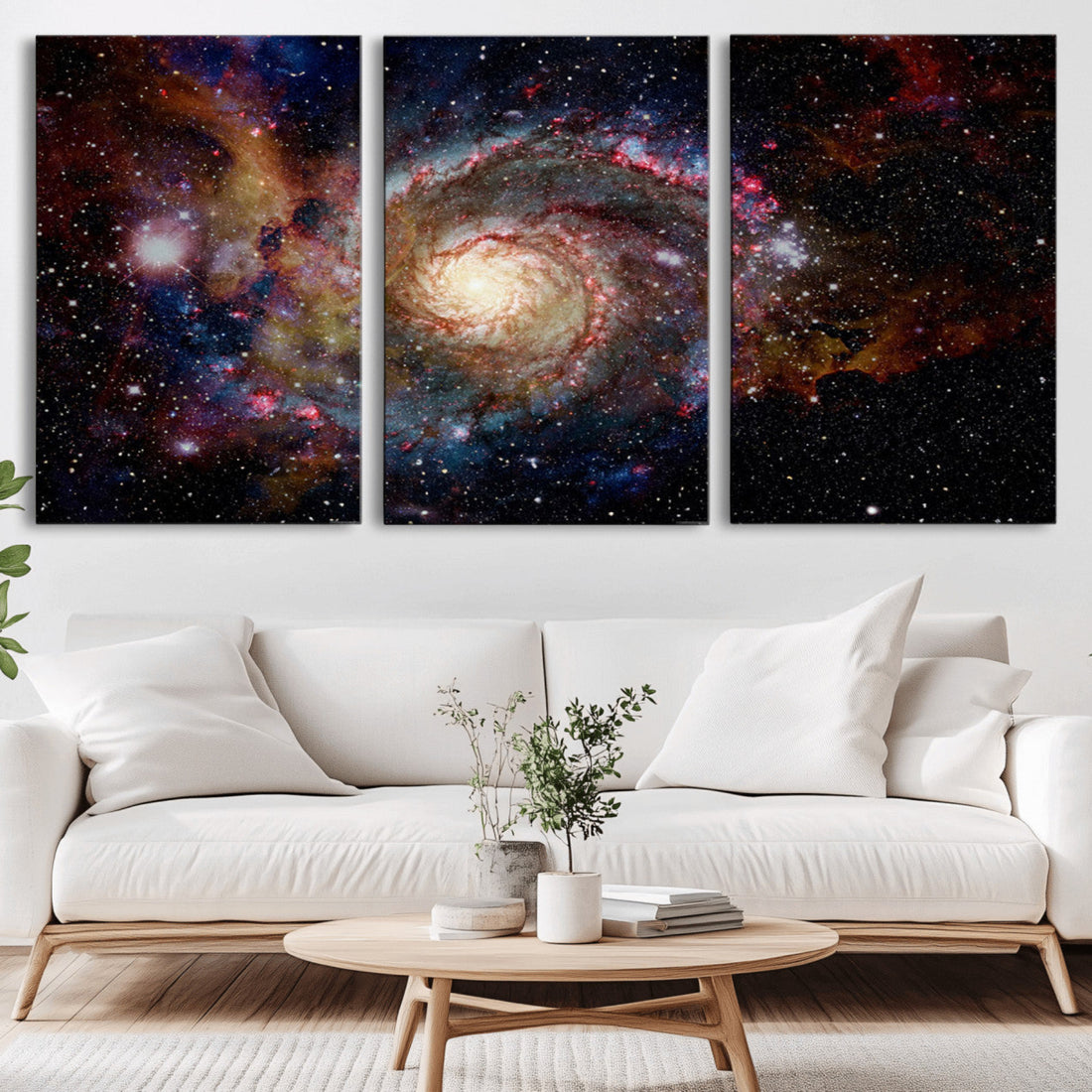 Nebula and Galaxies in Space Wall Art Canvas Print, Spiral Galaxy Wall Art