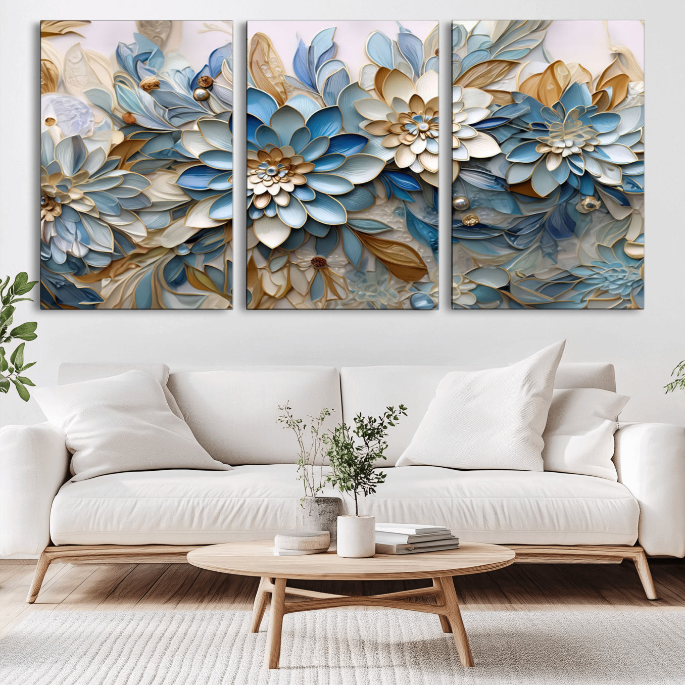 -Blu Abstract Flower Wall Art Canvas Print