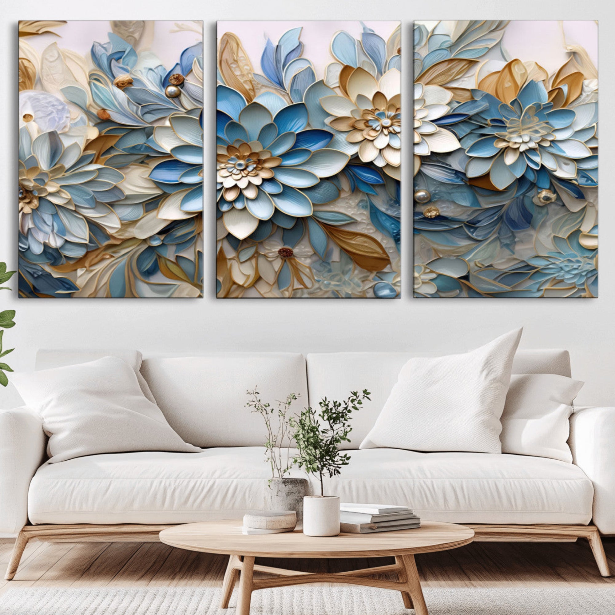 10625-MGV-CV-36X24-Blu Abstract Flower Wall Art Canvas Print