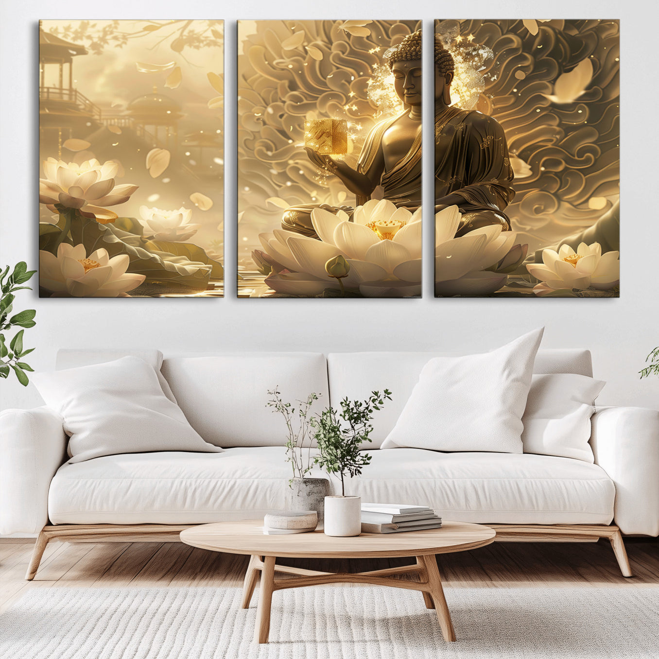-Golden Buddha Wall Art | Yoga Room Decor and Meditation Room Wall Art | Framed and Ready to Hang
