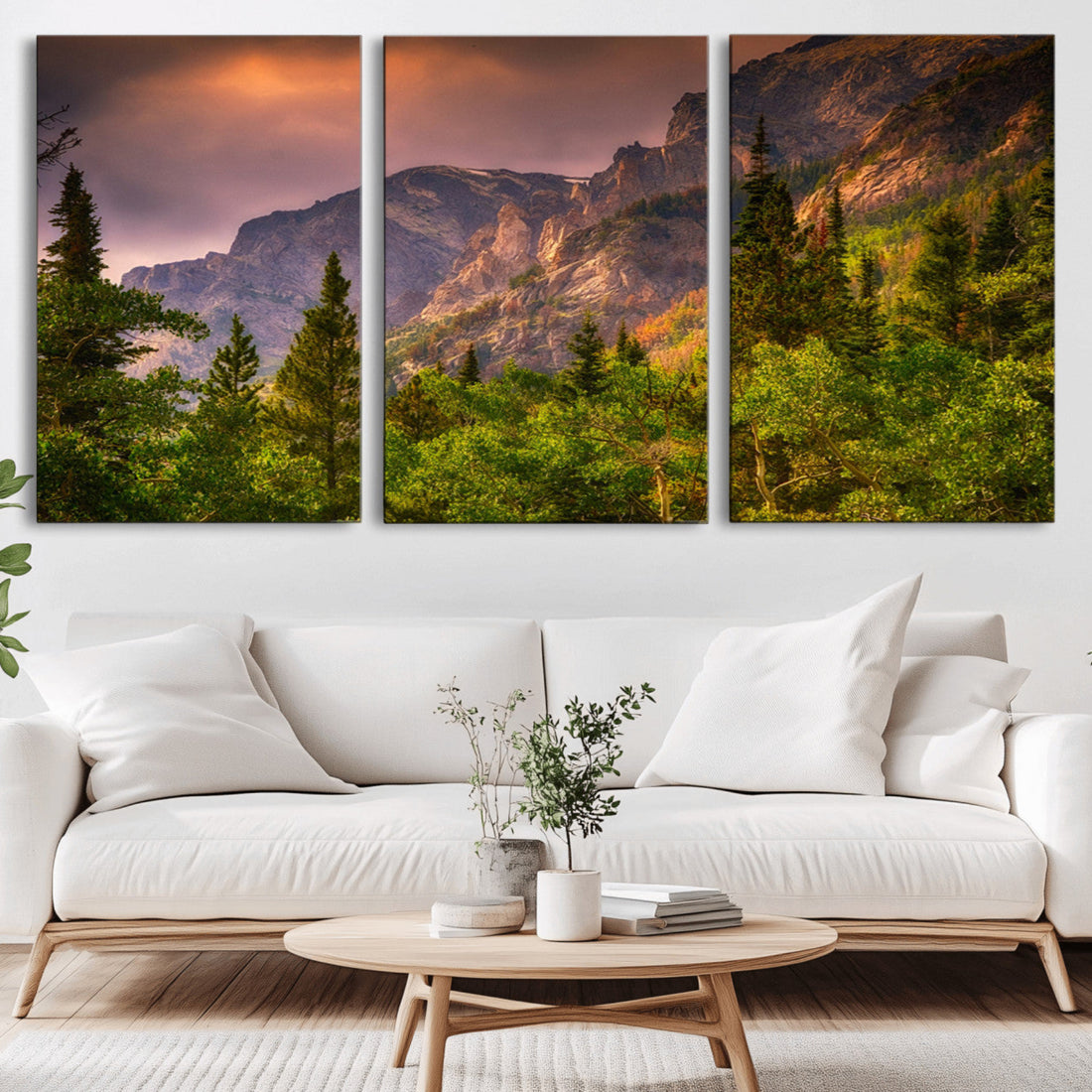 Colorado Rockies Mountains Wall Art Canvas Print, Ready to Hang | Extra Large 3 Piece Canvas Wall Art