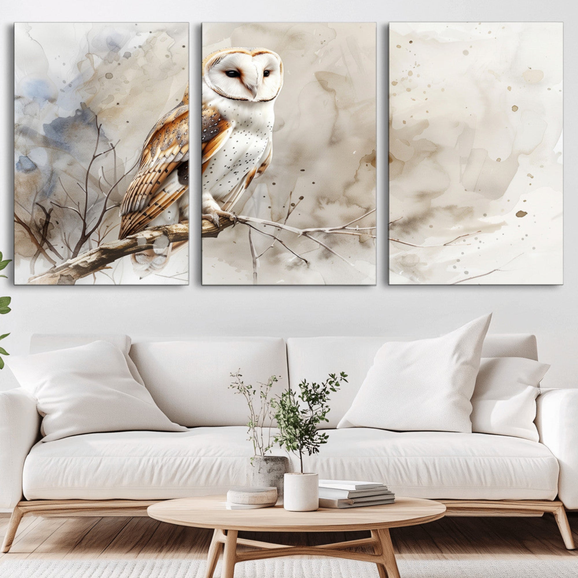 60812-MGV-CV-36X24-Barn Owl Wall Art | Watercolor Canvas Print | Perfect for Farmhouse Wall Decor | Ready to Hang