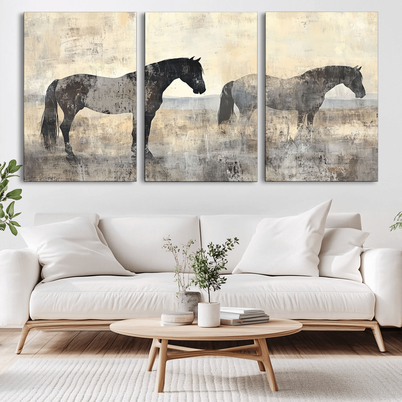 -Vintage Horses Wall Art Canvas Print