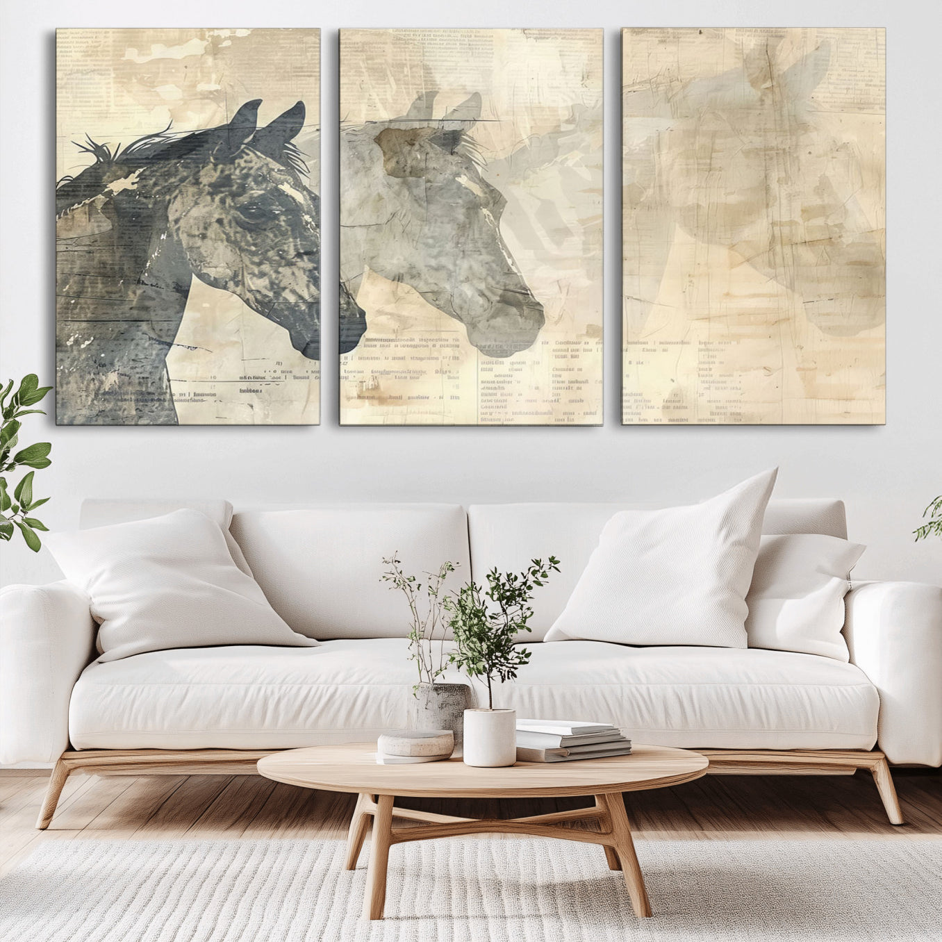 -Abstract Horse Canvas Print | Modern Farmhouse Wall Art | Ready to Hang Framed