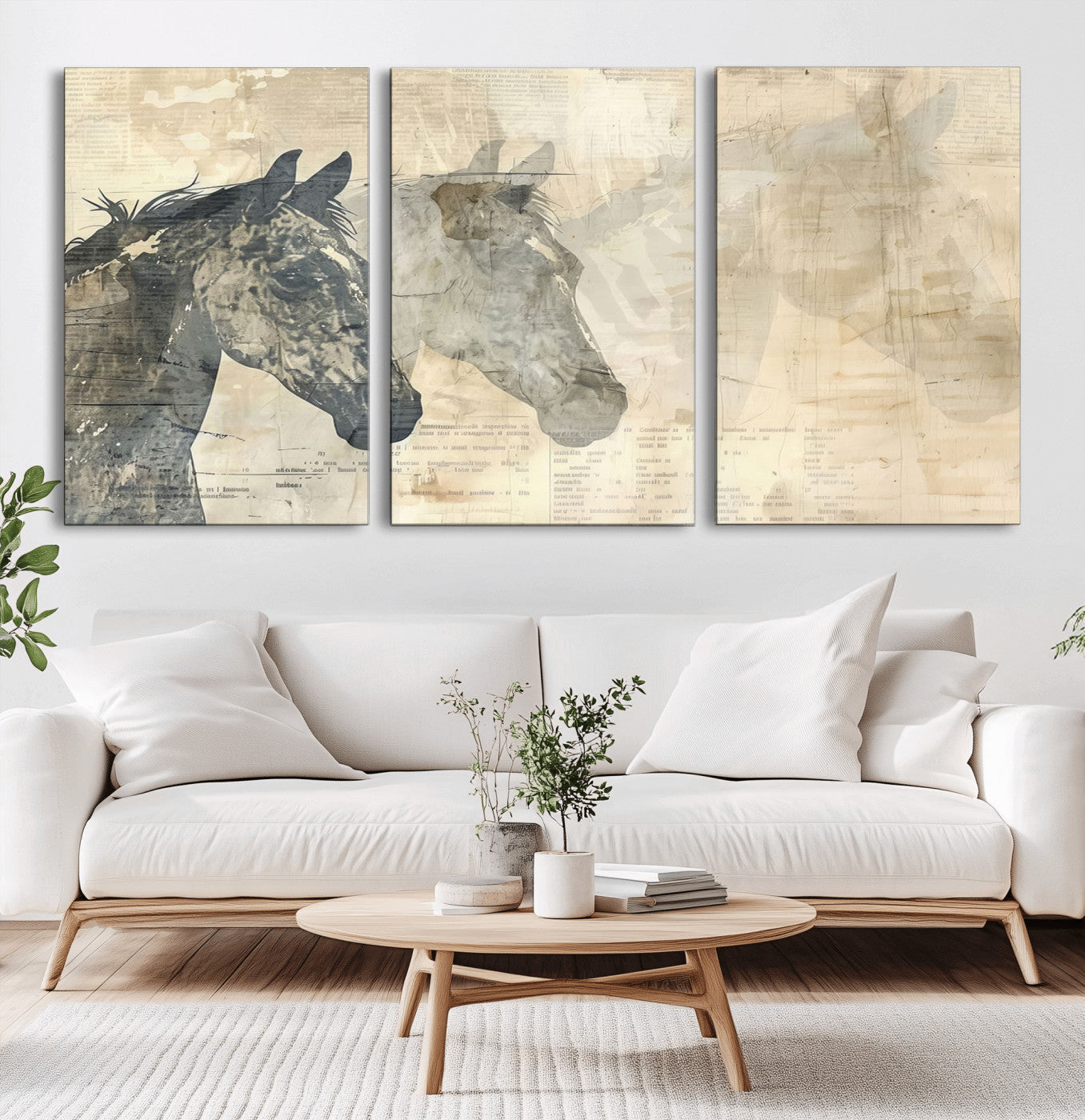 64301-MGV-CV-36X24-Abstract Horse Canvas Print | Modern Farmhouse Wall Art | Ready to Hang Framed