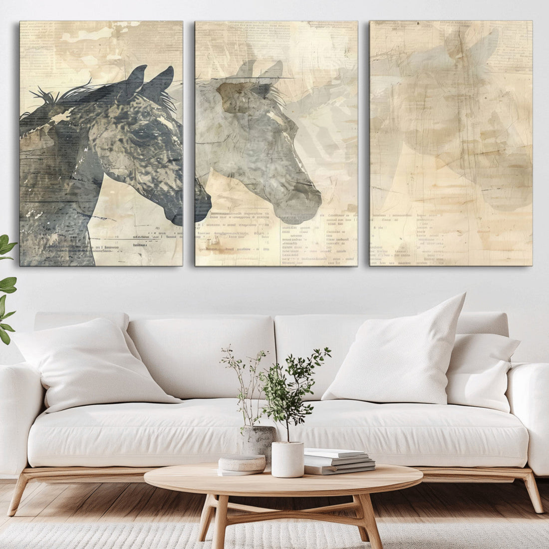 Abstract Horse Canvas Print, Modern Farmhouse Wall Art