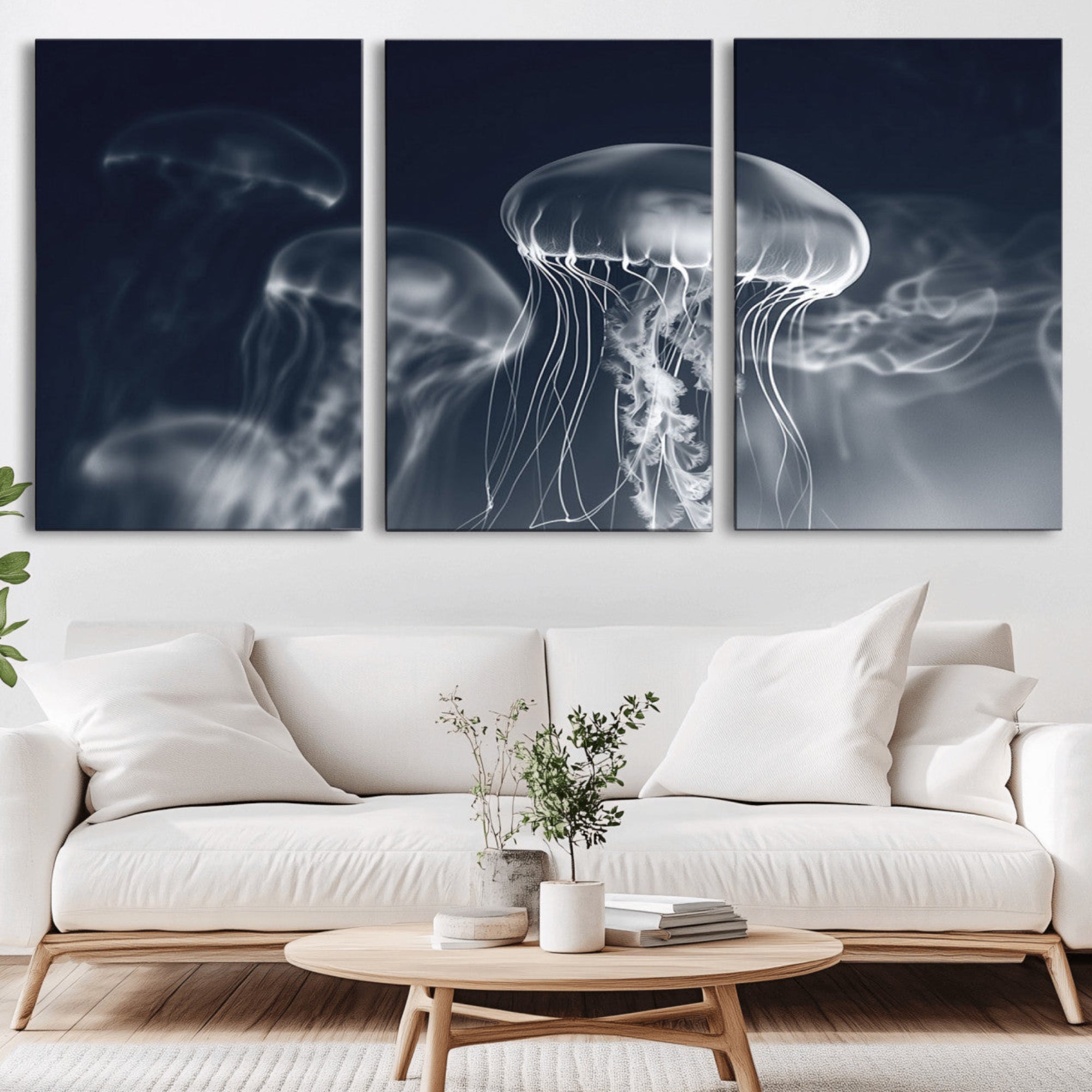 79301-MGV-CV-36X24-Jellyfish Wall Art Canvas Print, Modern Abstract Jellyfish Wall Decor