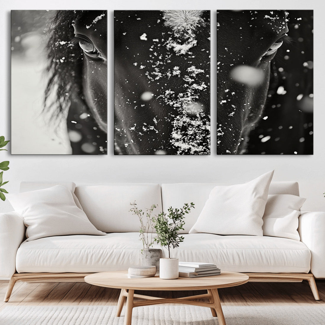 Winter Horse Snow Wall Art Canvas Print