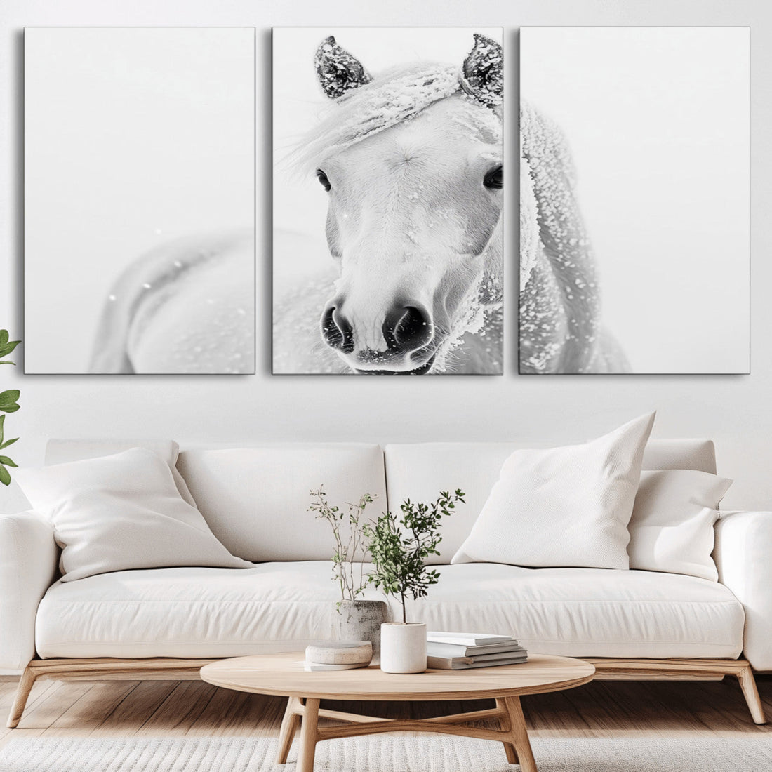 Majestic White Horse Wall Art, Ready to Hang